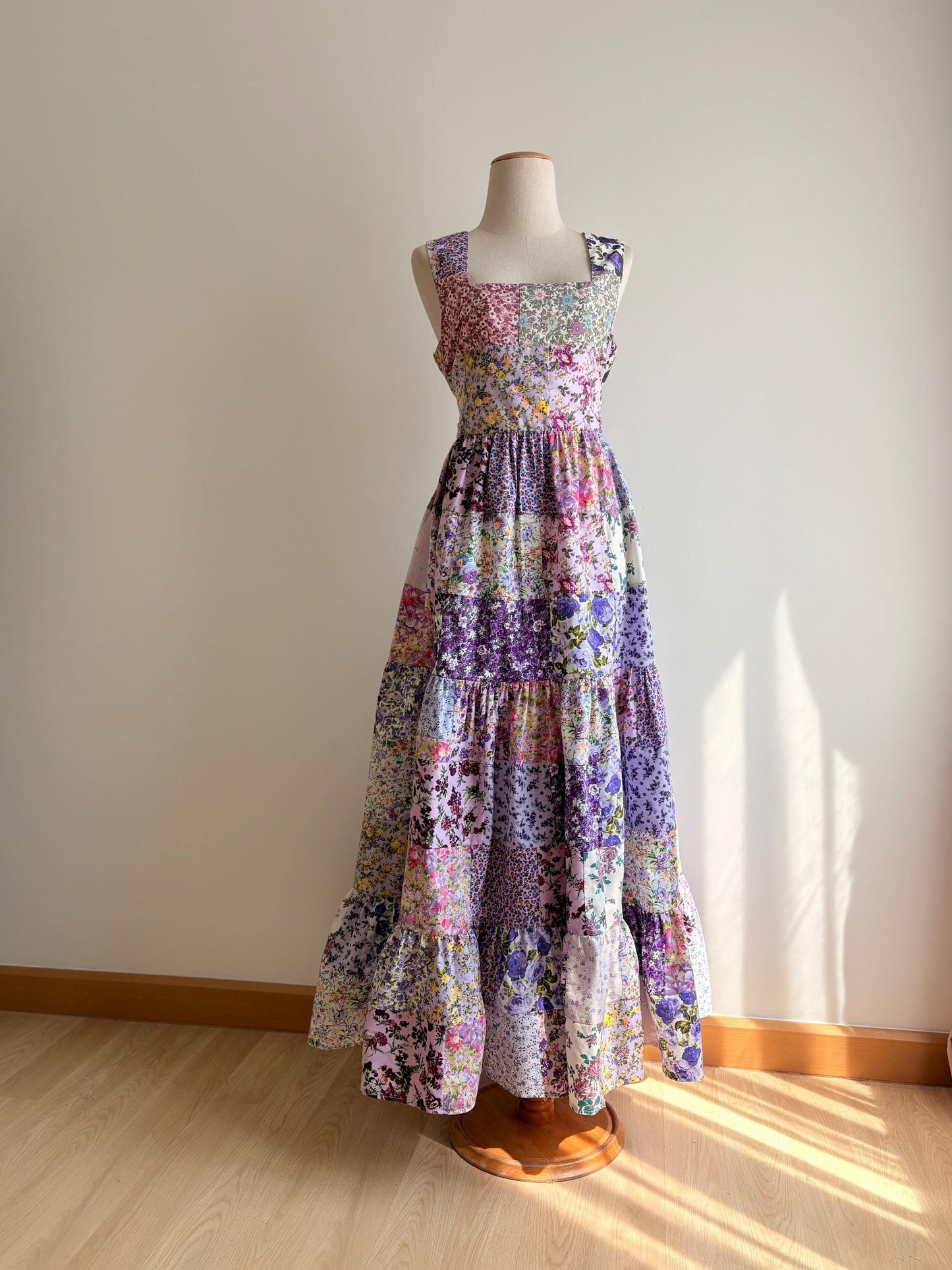 Purple Floral Patchwork Maxi Dress – One of a Kind