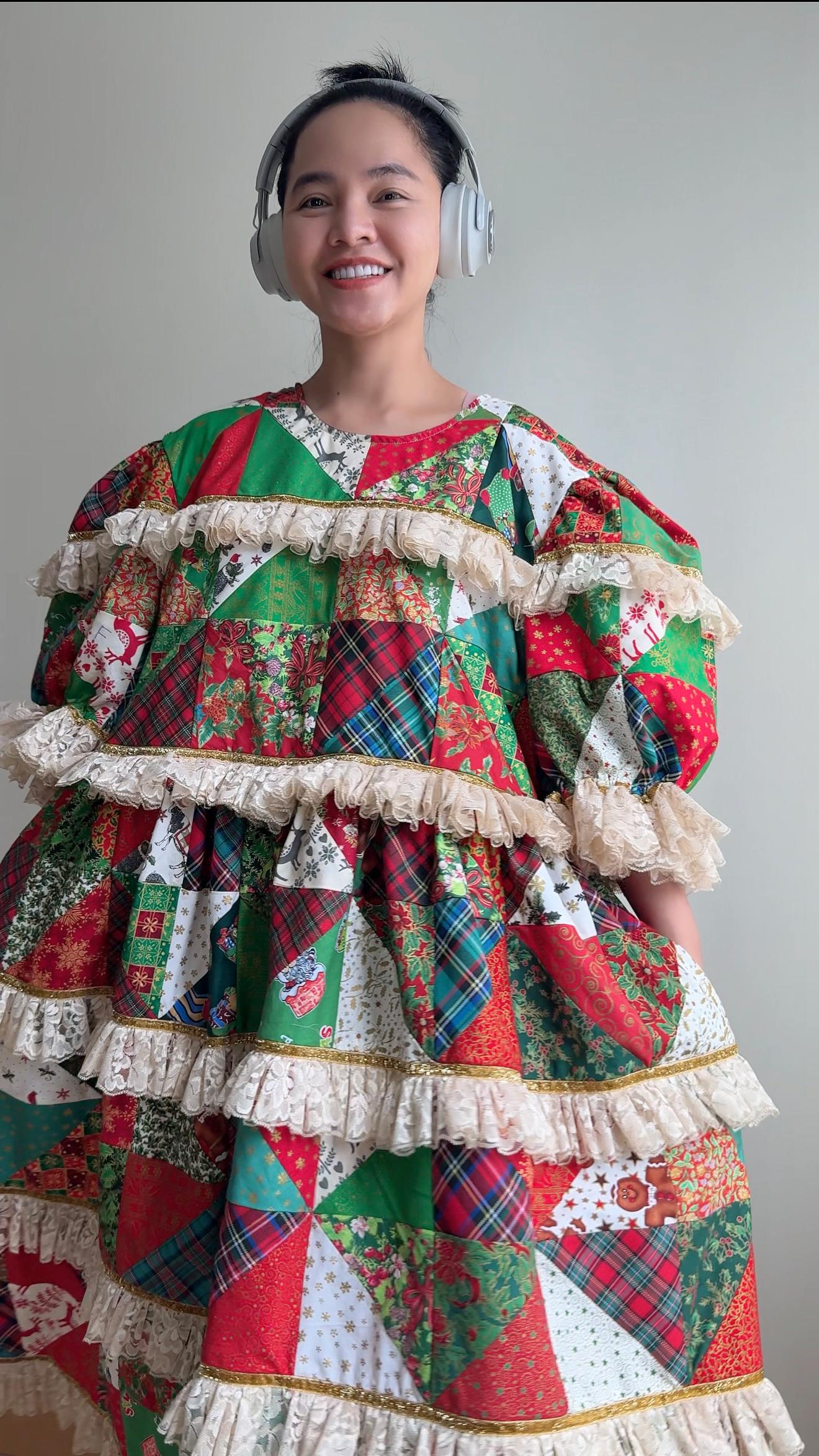 Christmas Patchwork Lace Tiered Dress – One of a Kind