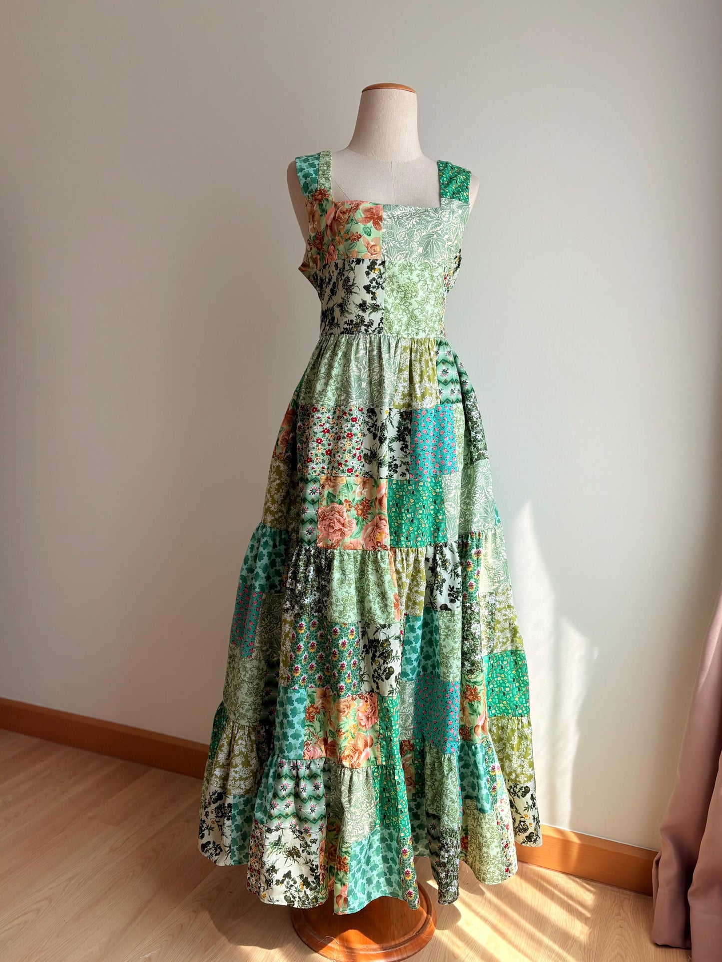 Green Floral Patchwork Maxi Dress – One of a Kind