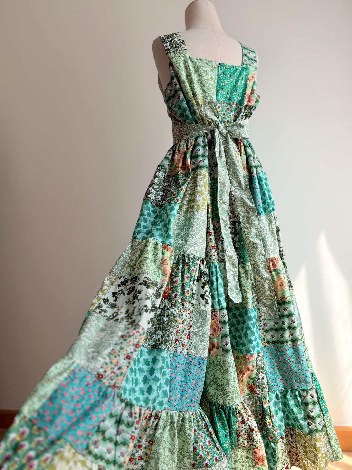 Green Floral Patchwork Maxi Dress – One of a Kind