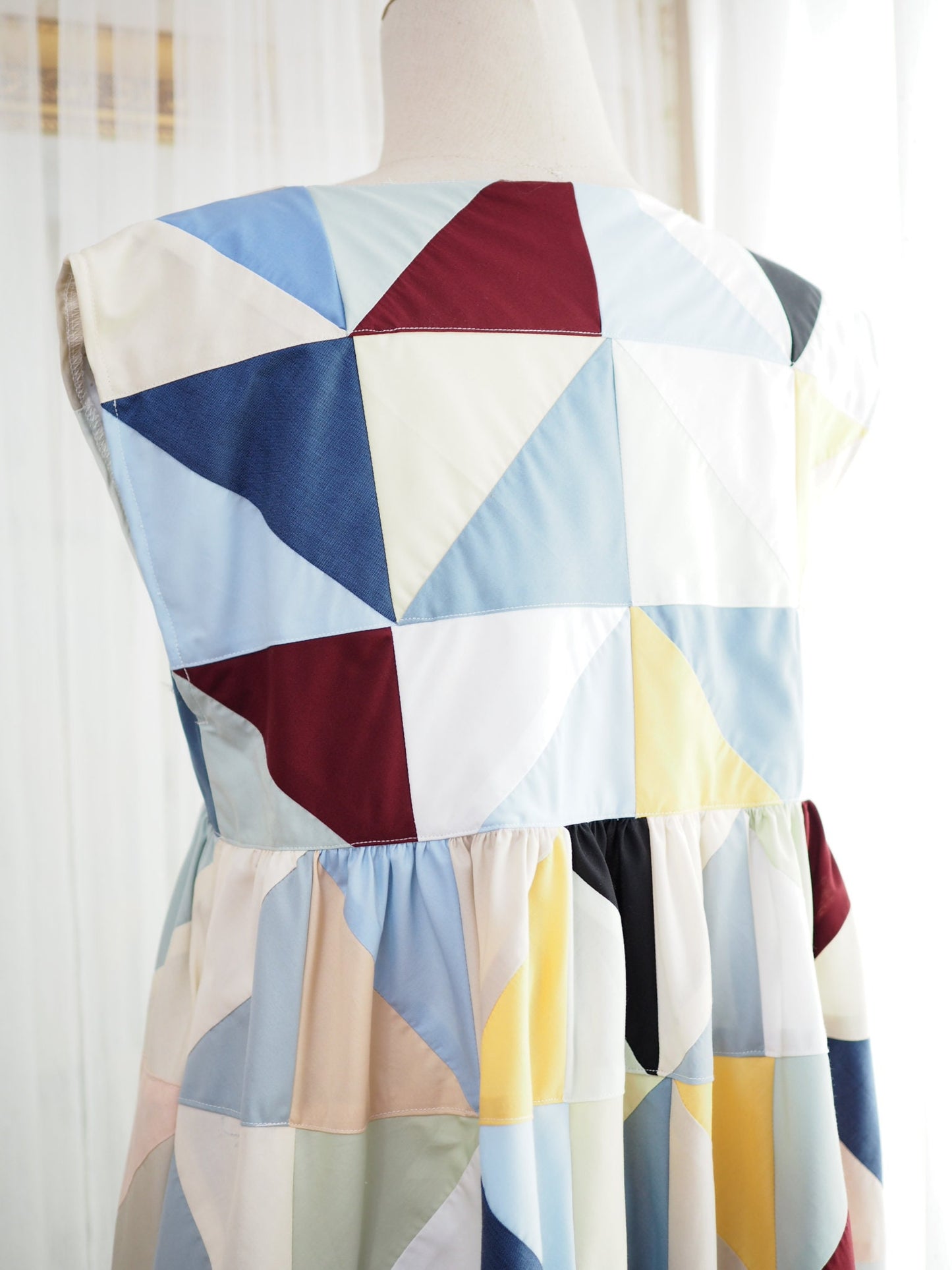 Geometric Patchwork Babydoll Dress – One of a Kind