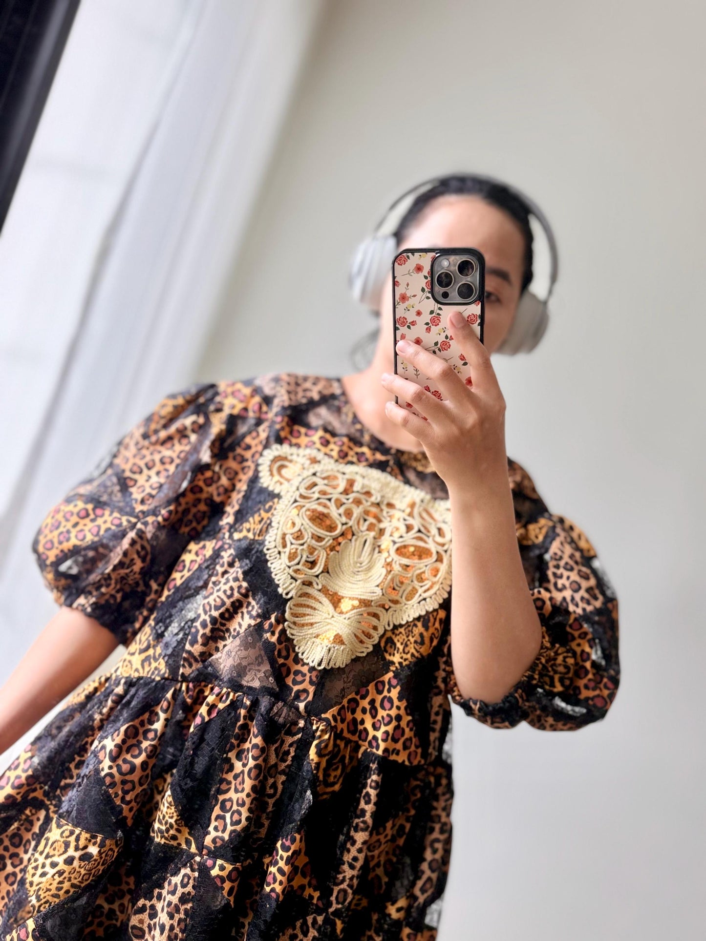 Leopard Patchwork Babydoll Midi Dress – One of a Kind