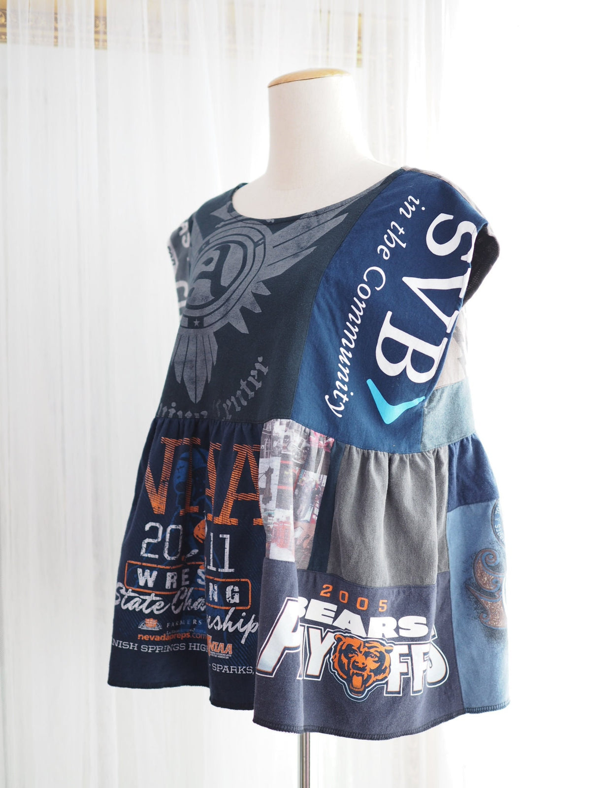 Upcycled T-Shirt Patchwork Babydoll Top