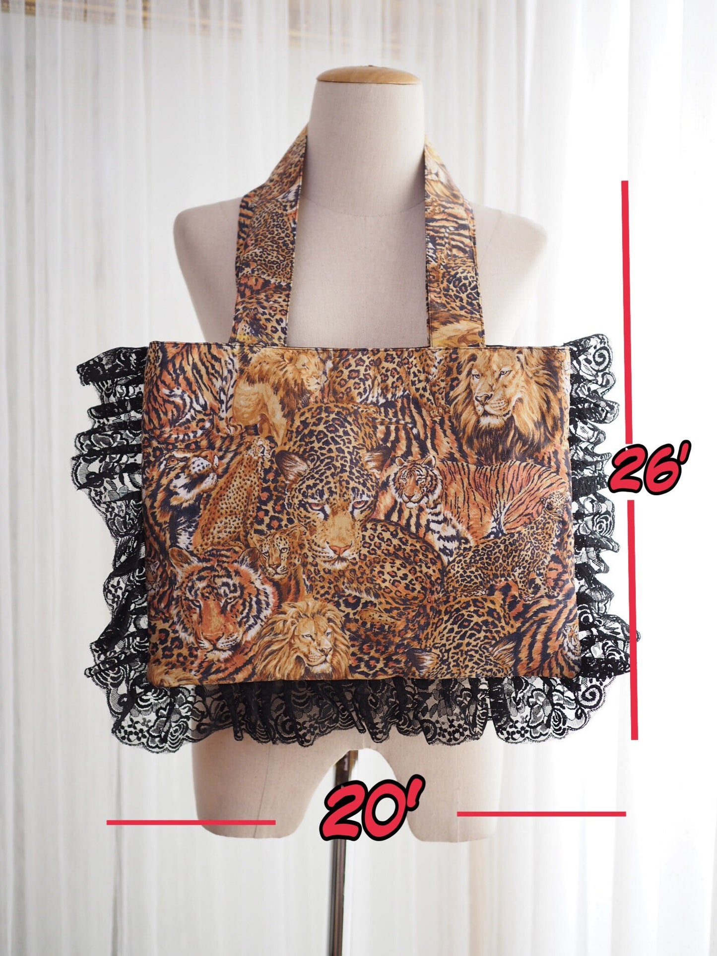 Upcycled Leopard Print Babydoll Top with Matching Lace Bag