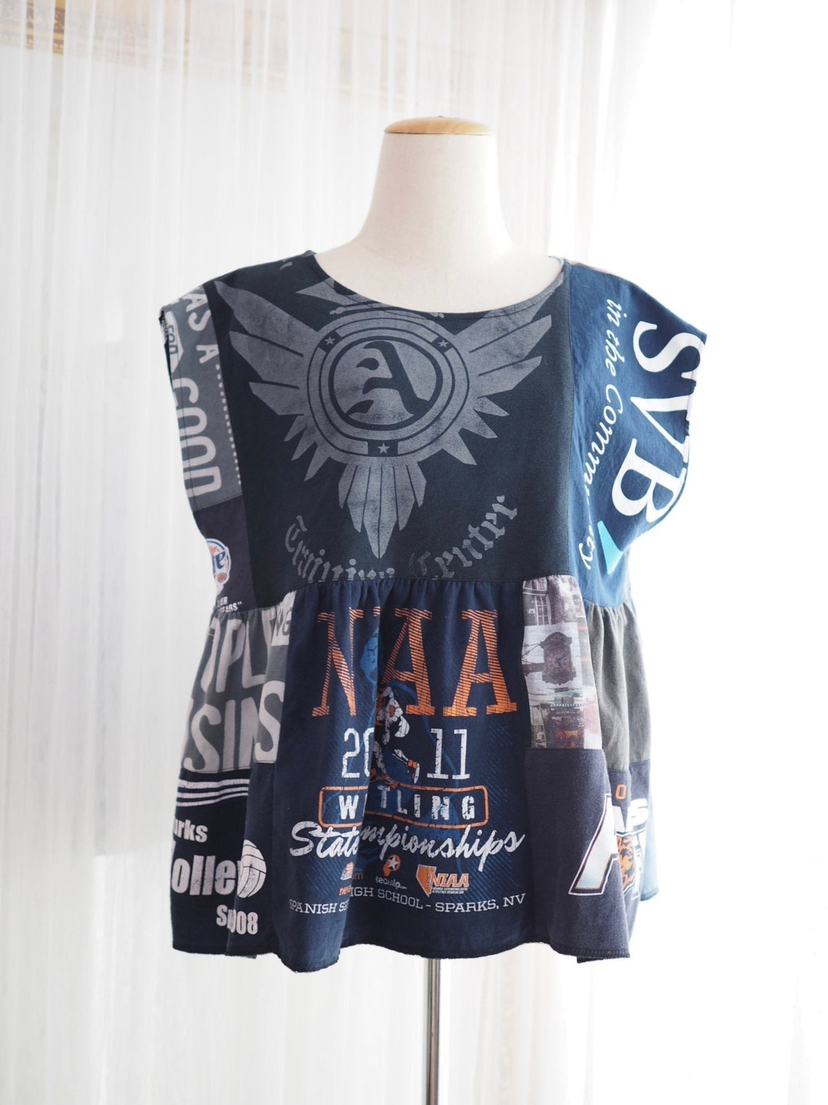 Upcycled T-Shirt Patchwork Babydoll Top