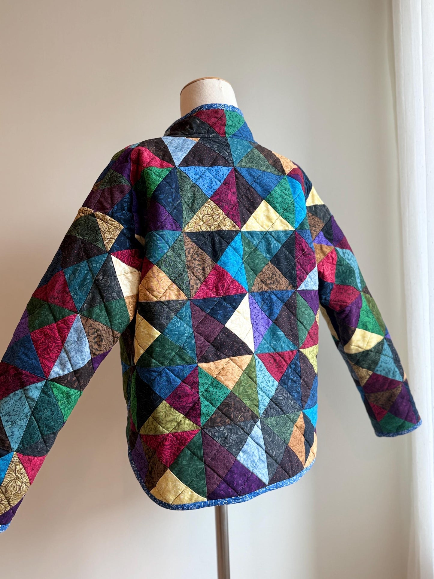 Handmade Reversible Patchwork Quilt Jacket – Geometric Cotton Jacket