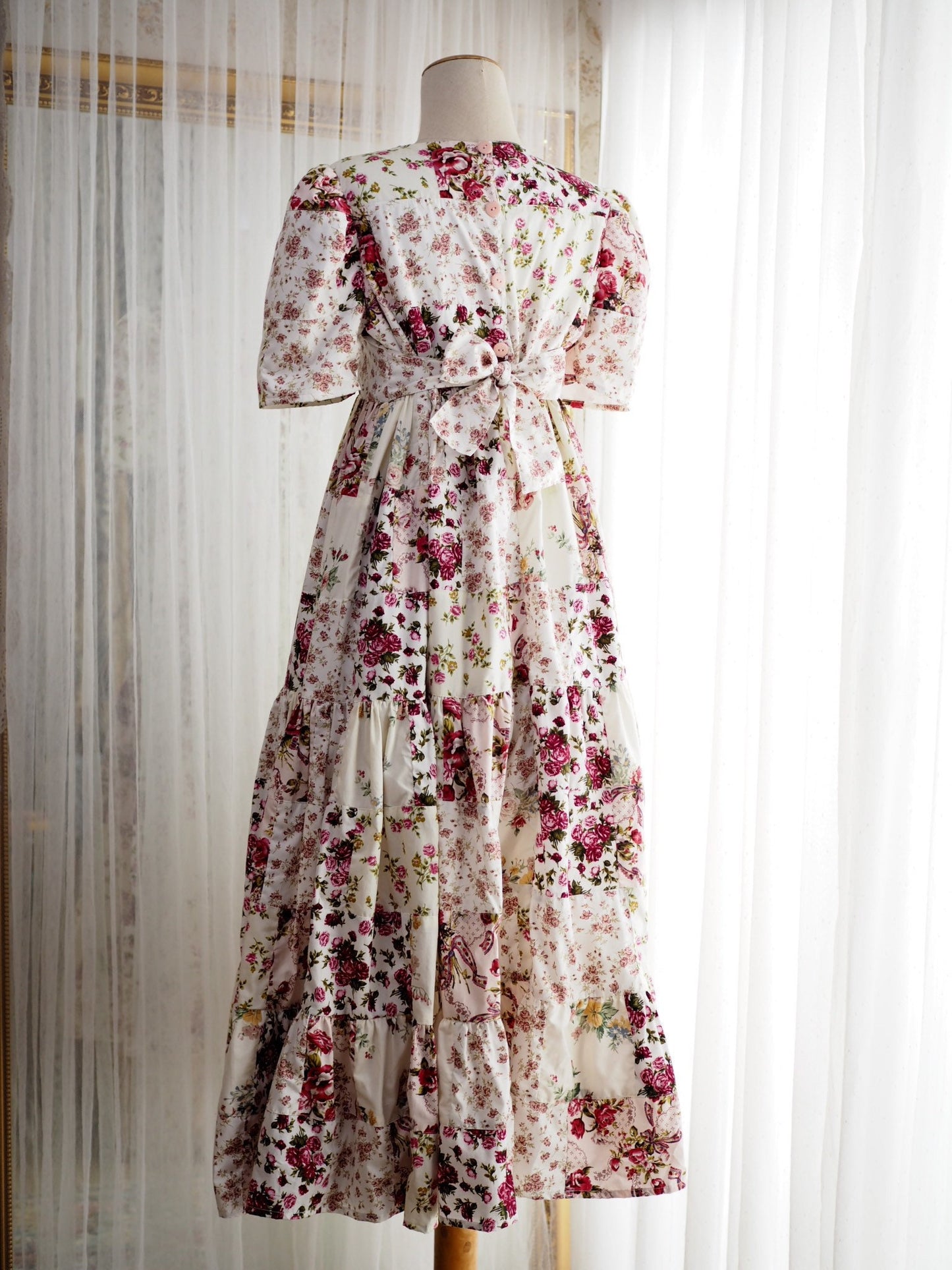 Soft Pink Floral Patchwork Babydoll Maxi Dress – One of a Kind