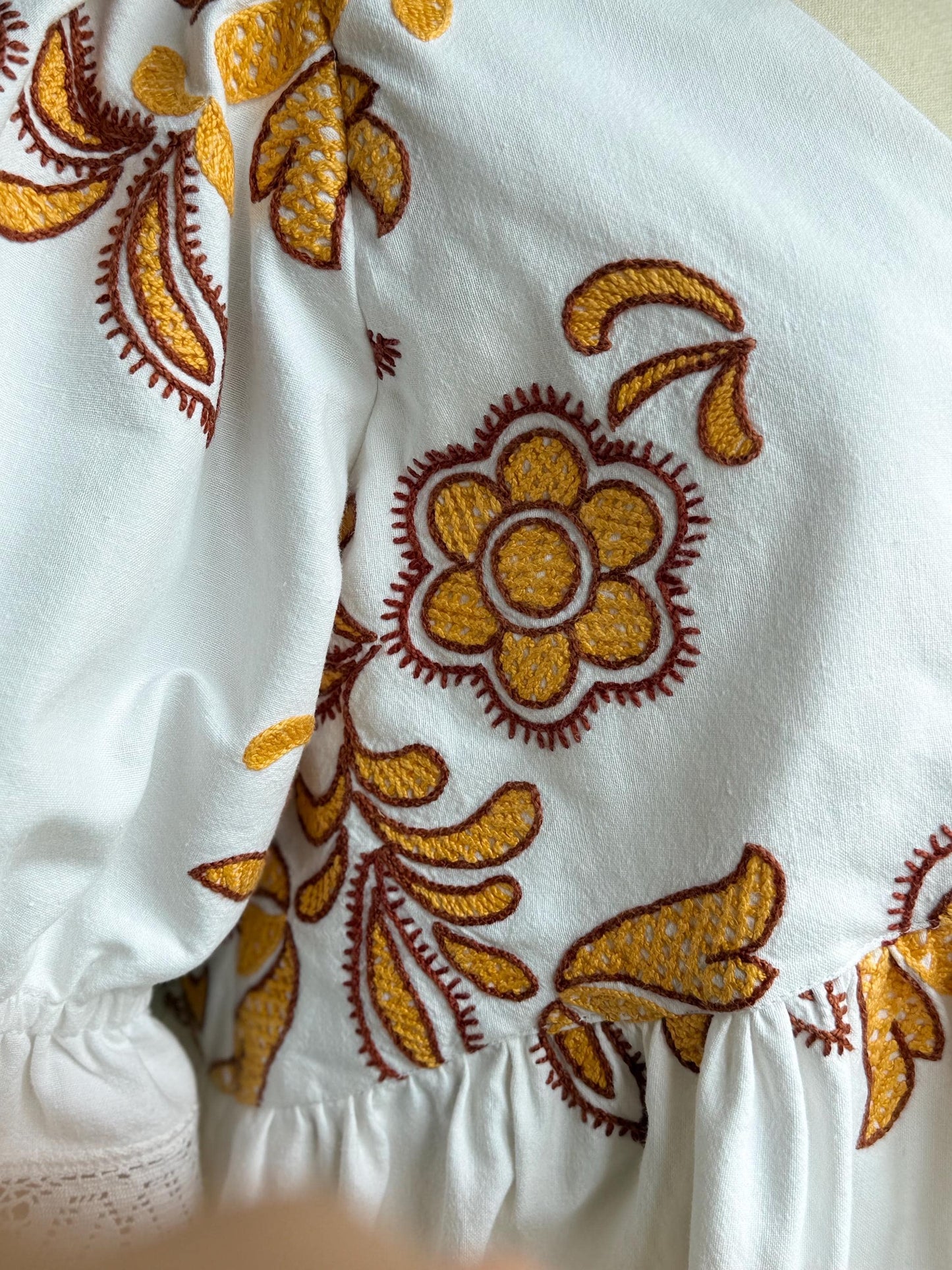 Upcycled Vintage Embroidered Tablecloth Babydoll Top – One of a Kind