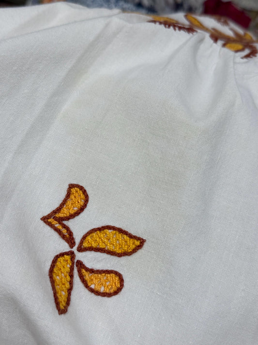 Upcycled Vintage Embroidered Tablecloth Babydoll Top – One of a Kind