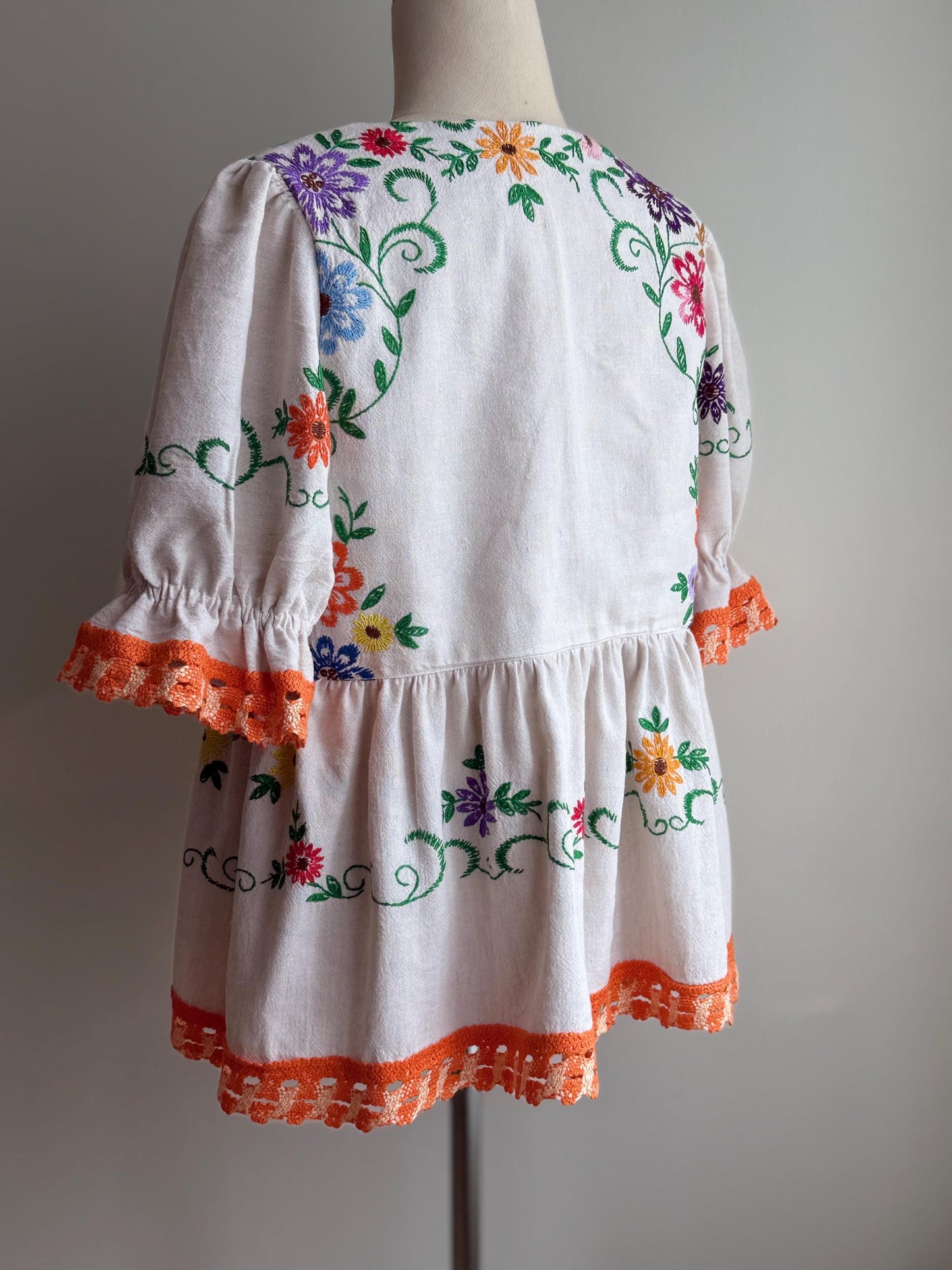 Upcycled Vintage Embroidered Tablecloth Babydoll Top – One of a Kind