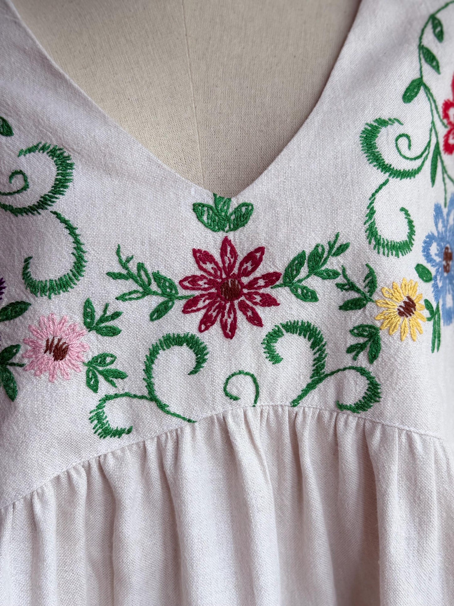 Upcycled Vintage Embroidered Tablecloth Babydoll Top – One of a Kind