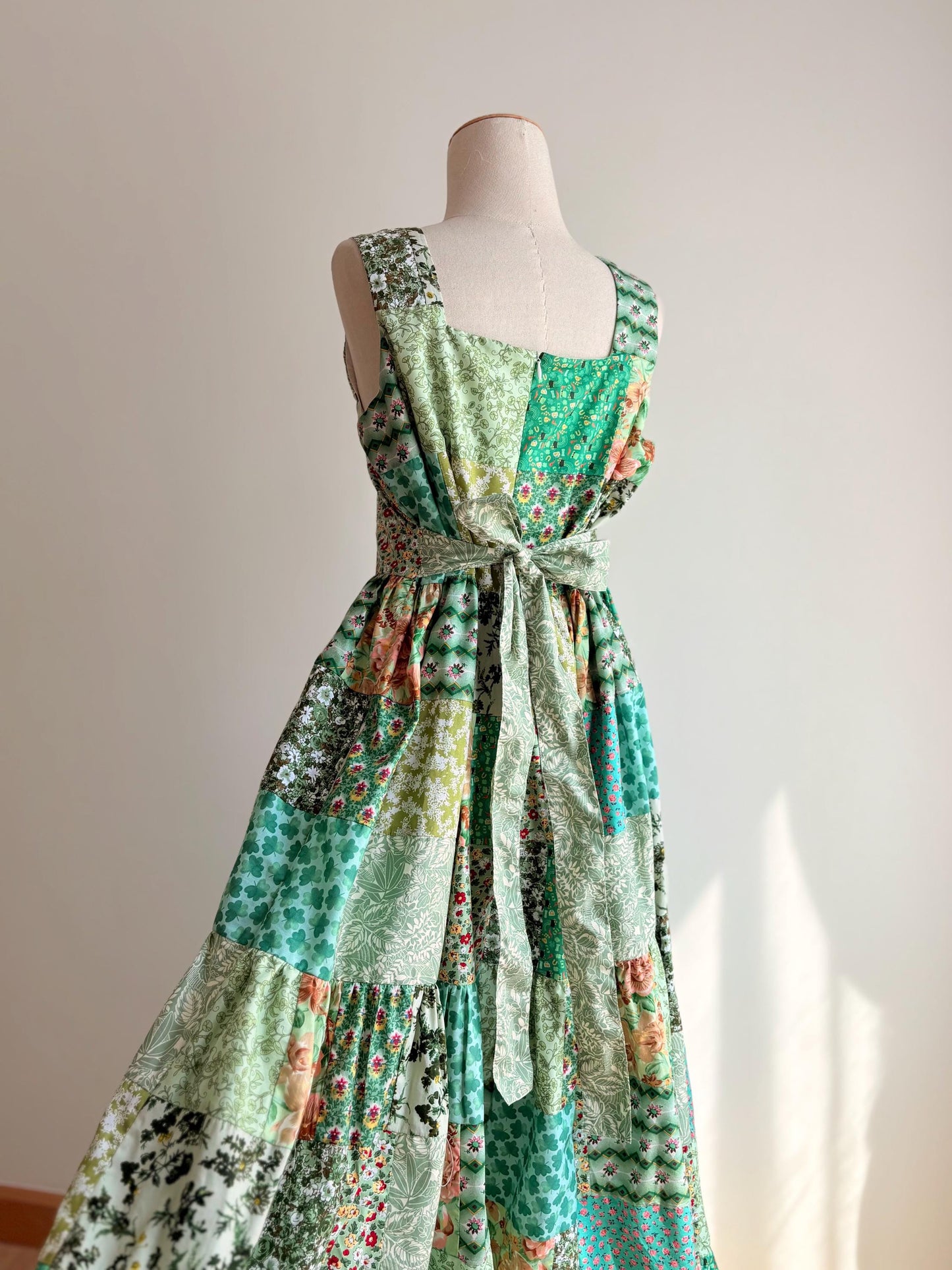 Green Floral Patchwork Maxi Dress – One of a Kind