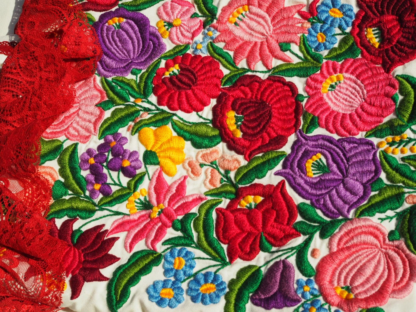 Hungarian-Inspired Hand-Embroidered Floral Tote Bag – Original Design, One of a Kind