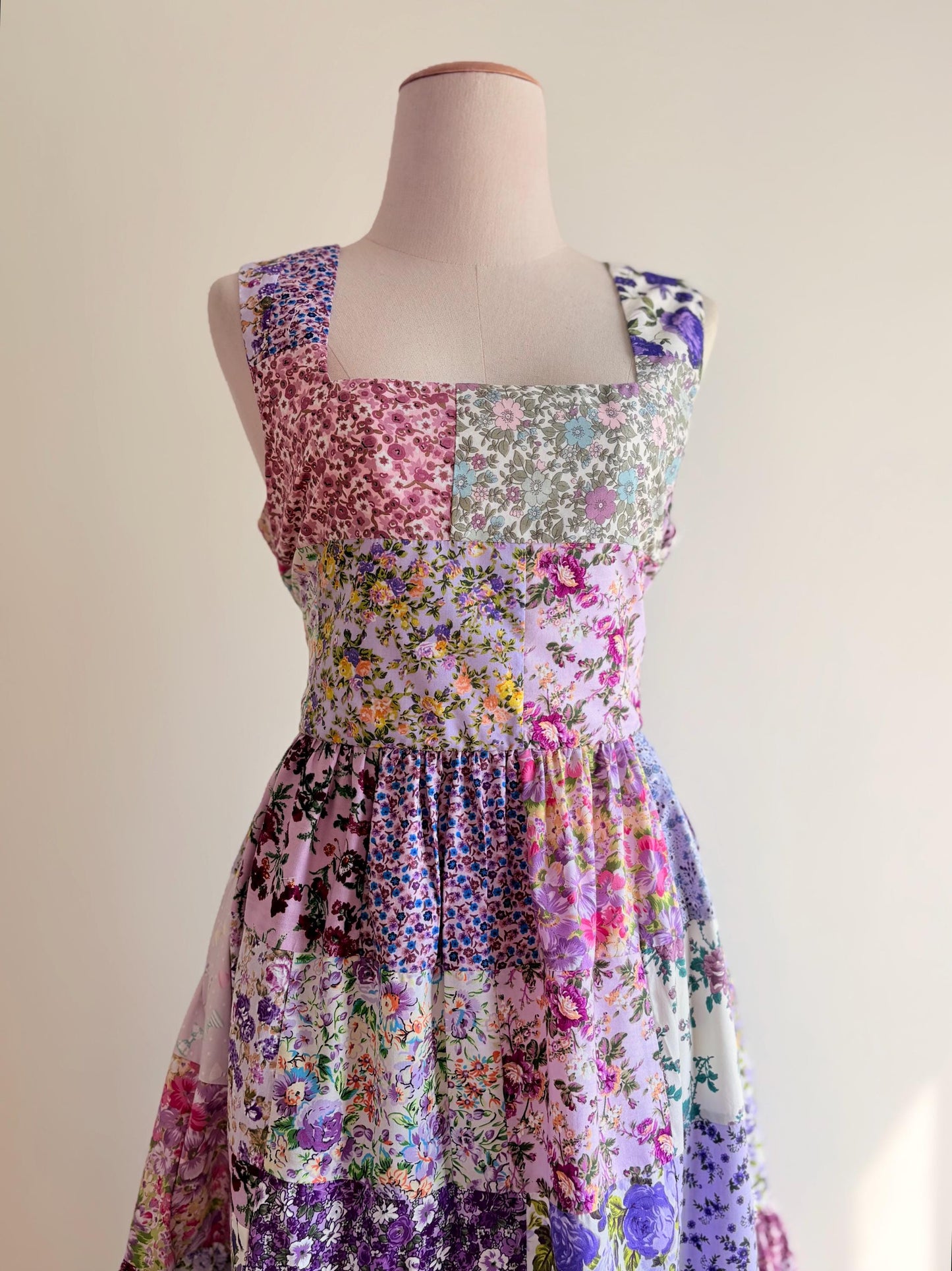 Purple Floral Patchwork Maxi Dress – One of a Kind