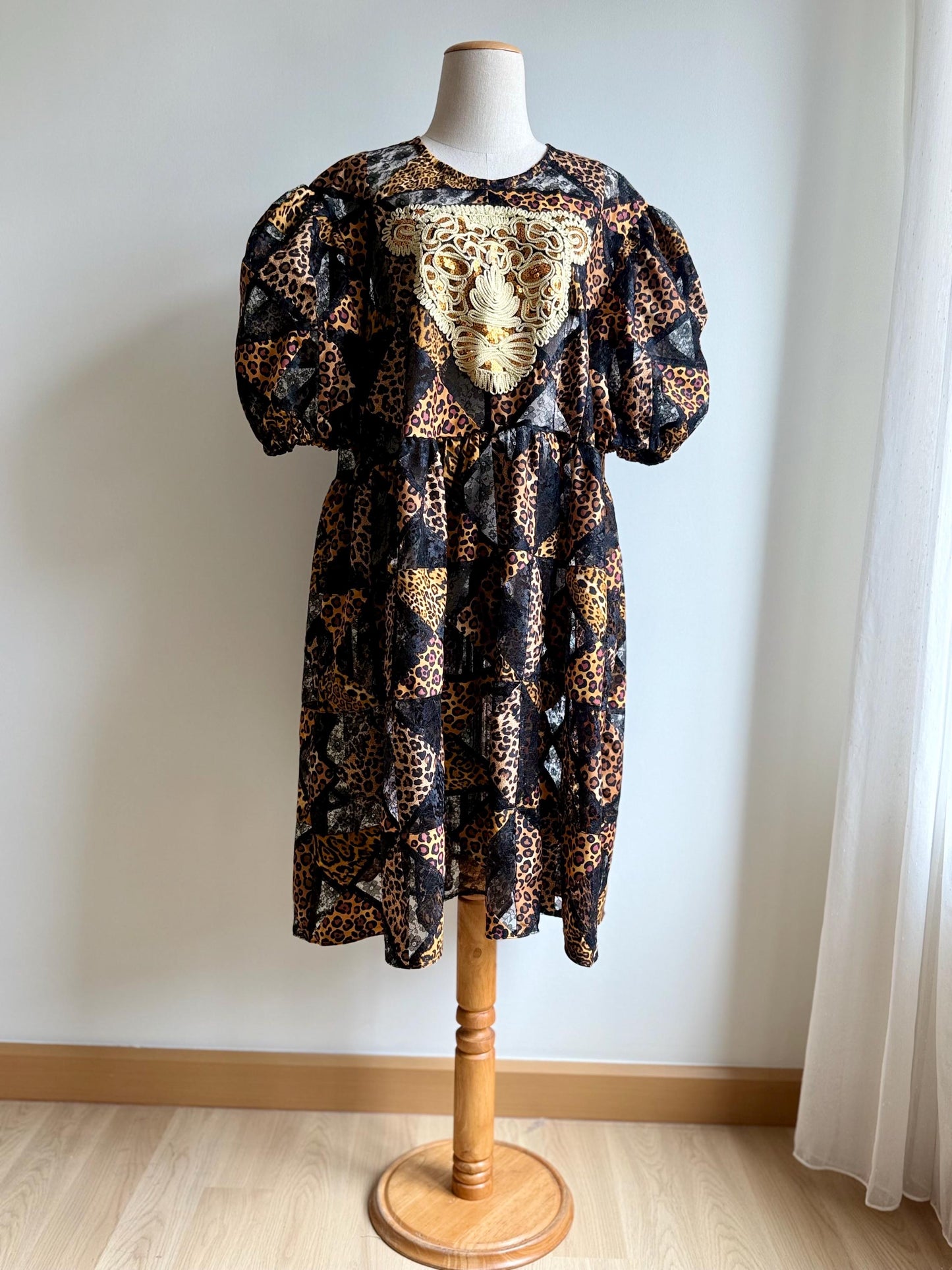 Leopard Patchwork Babydoll Midi Dress – One of a Kind