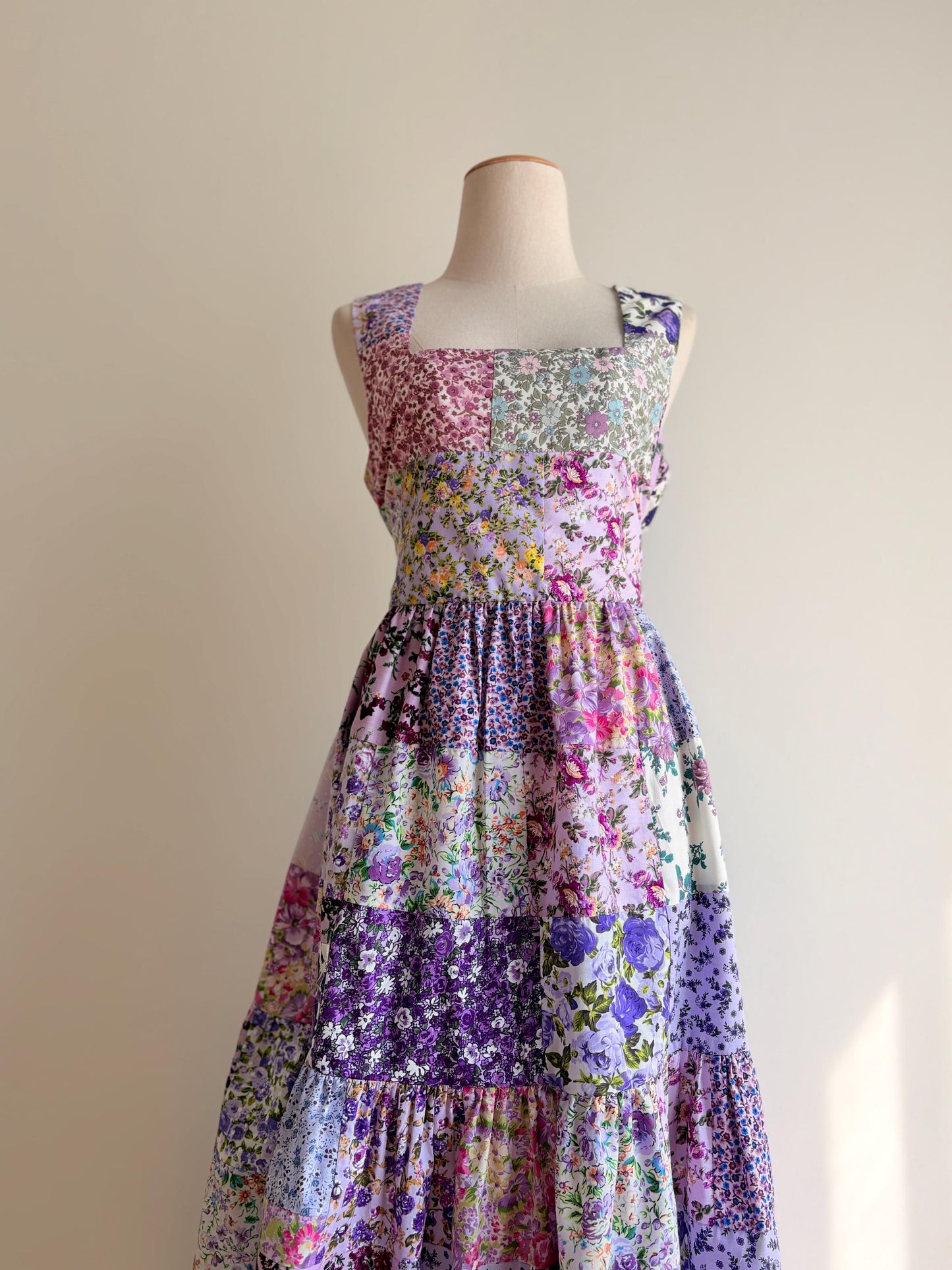 Purple Floral Patchwork Maxi Dress – One of a Kind