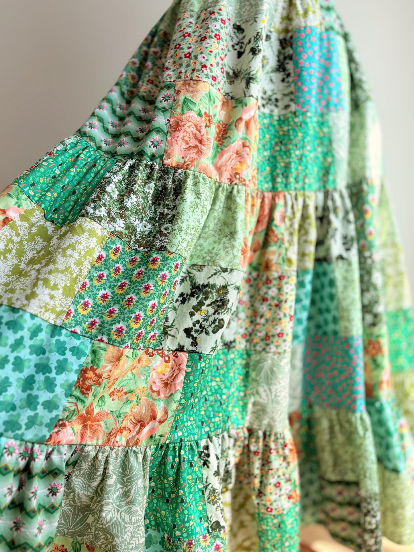 Green Floral Patchwork Maxi Dress – One of a Kind