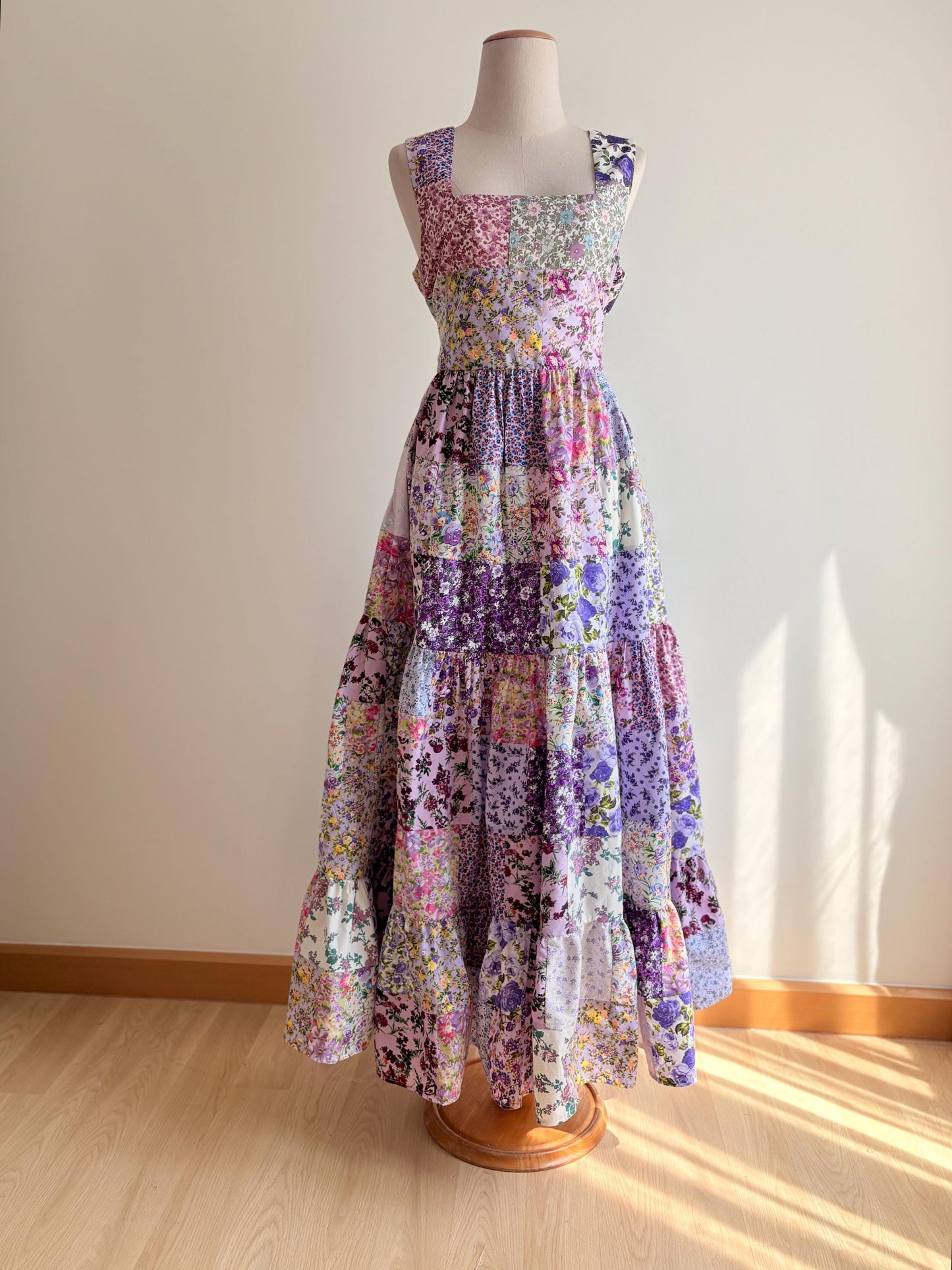Purple Floral Patchwork Maxi Dress – One of a Kind