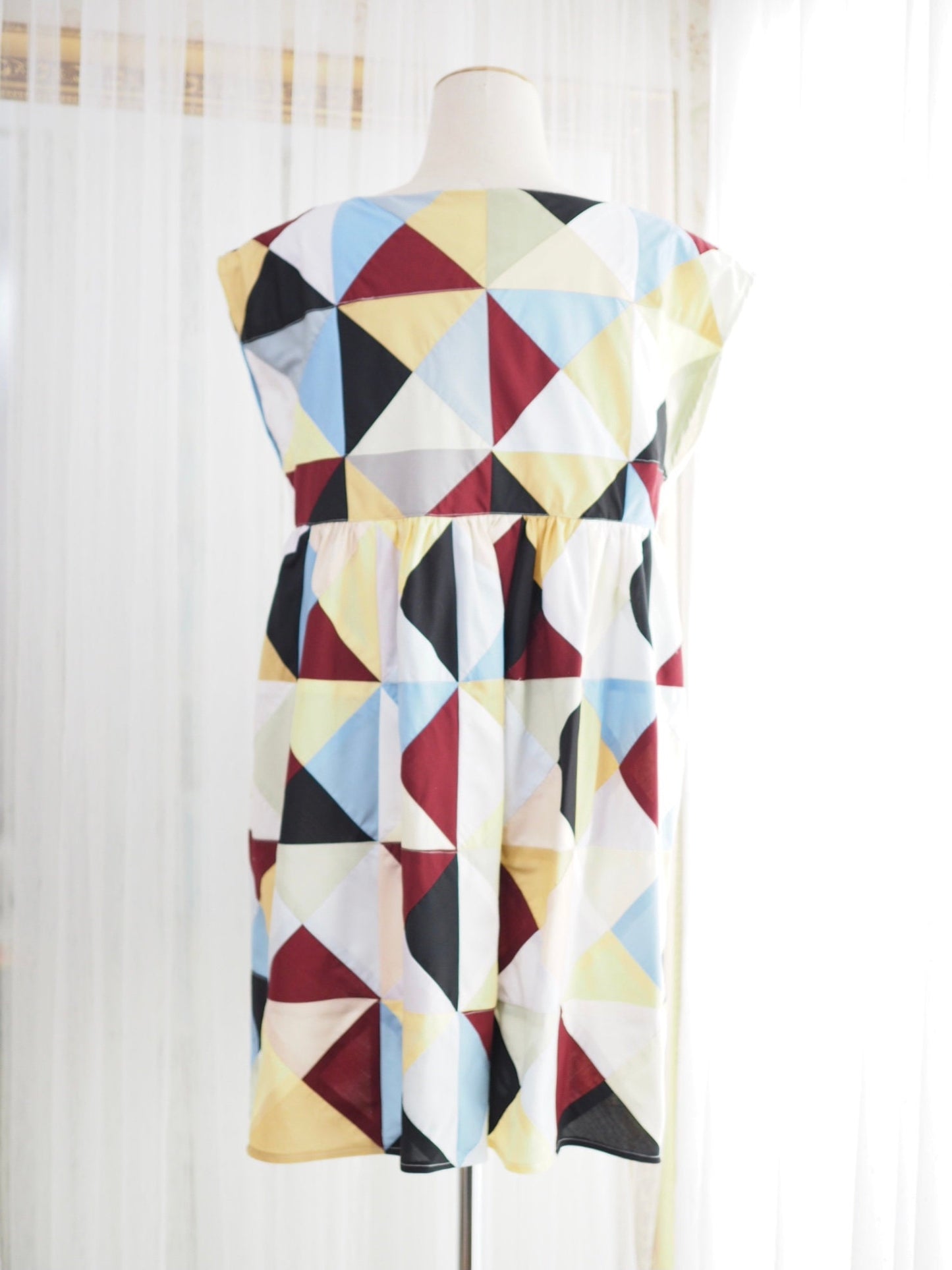 Geometric Patchwork Babydoll Dress – One of a Kind