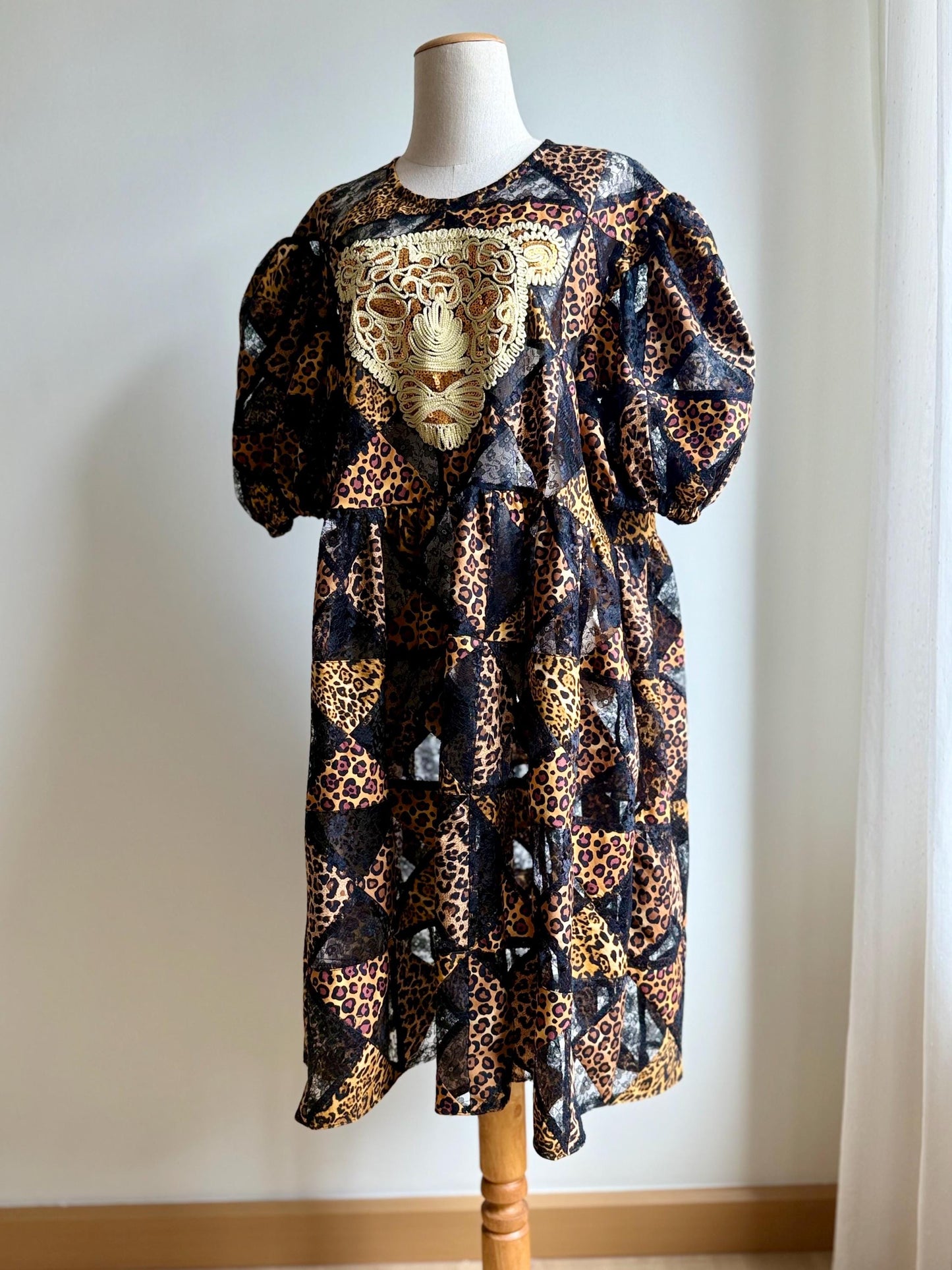 Leopard Patchwork Babydoll Midi Dress – One of a Kind