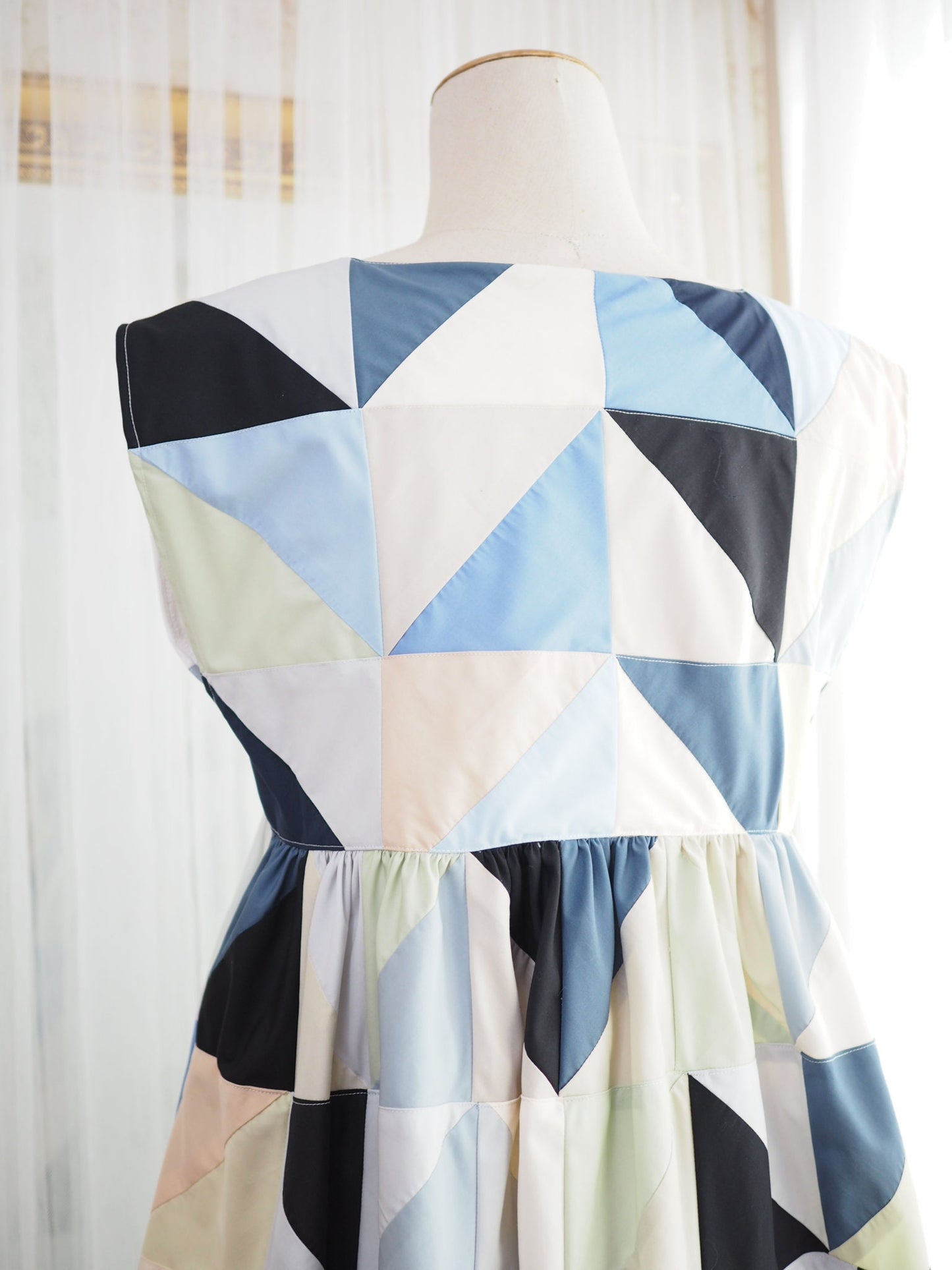 Geometric Patchwork Babydoll Dress – One of a Kind