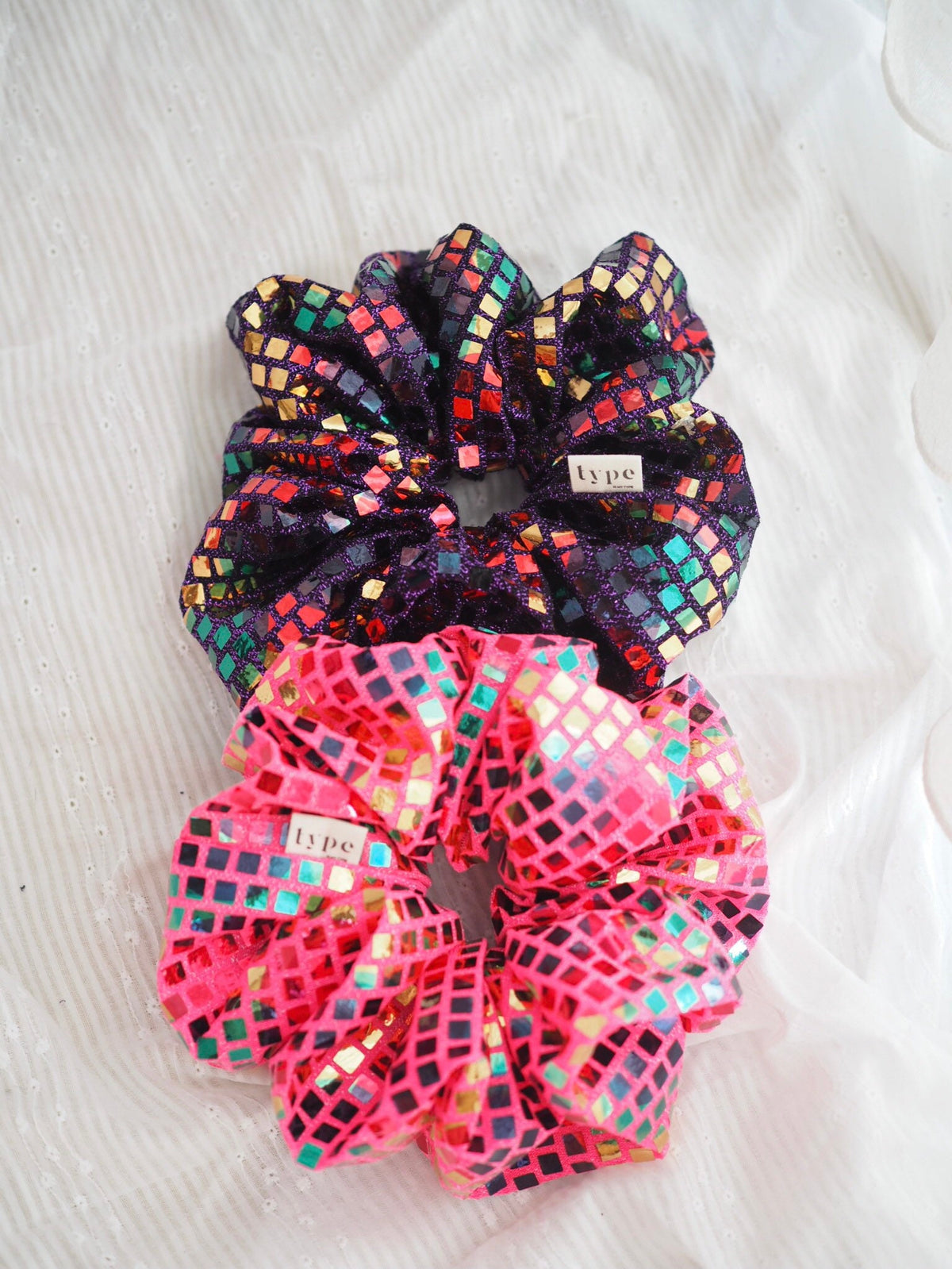 Party Scrunchies – Set of 2 Handmade Oversized Hair Scrunchies