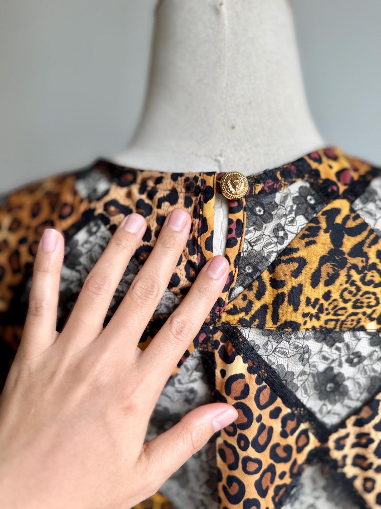 Leopard Patchwork Babydoll Midi Dress – One of a Kind