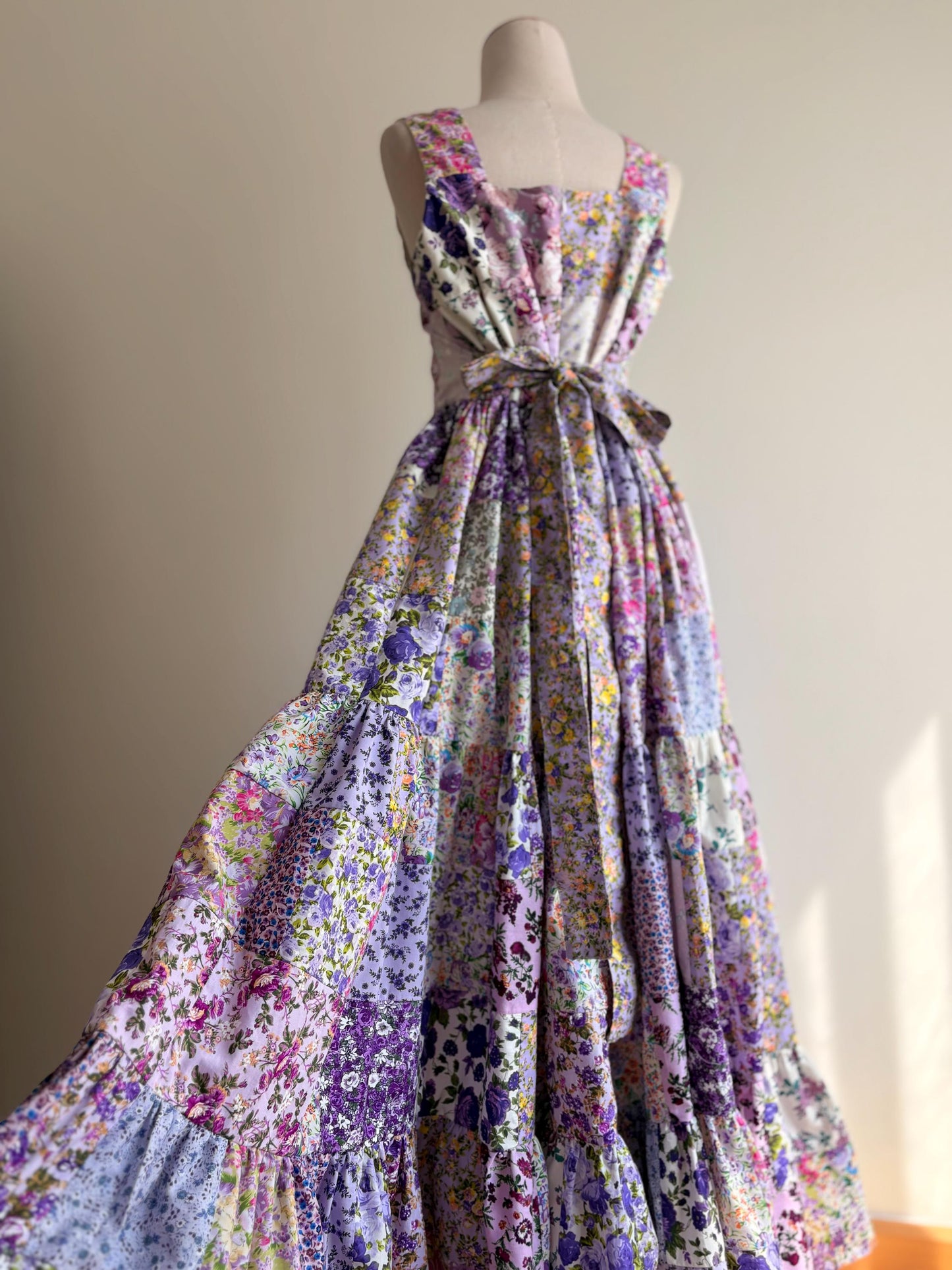 Purple Floral Patchwork Maxi Dress – One of a Kind