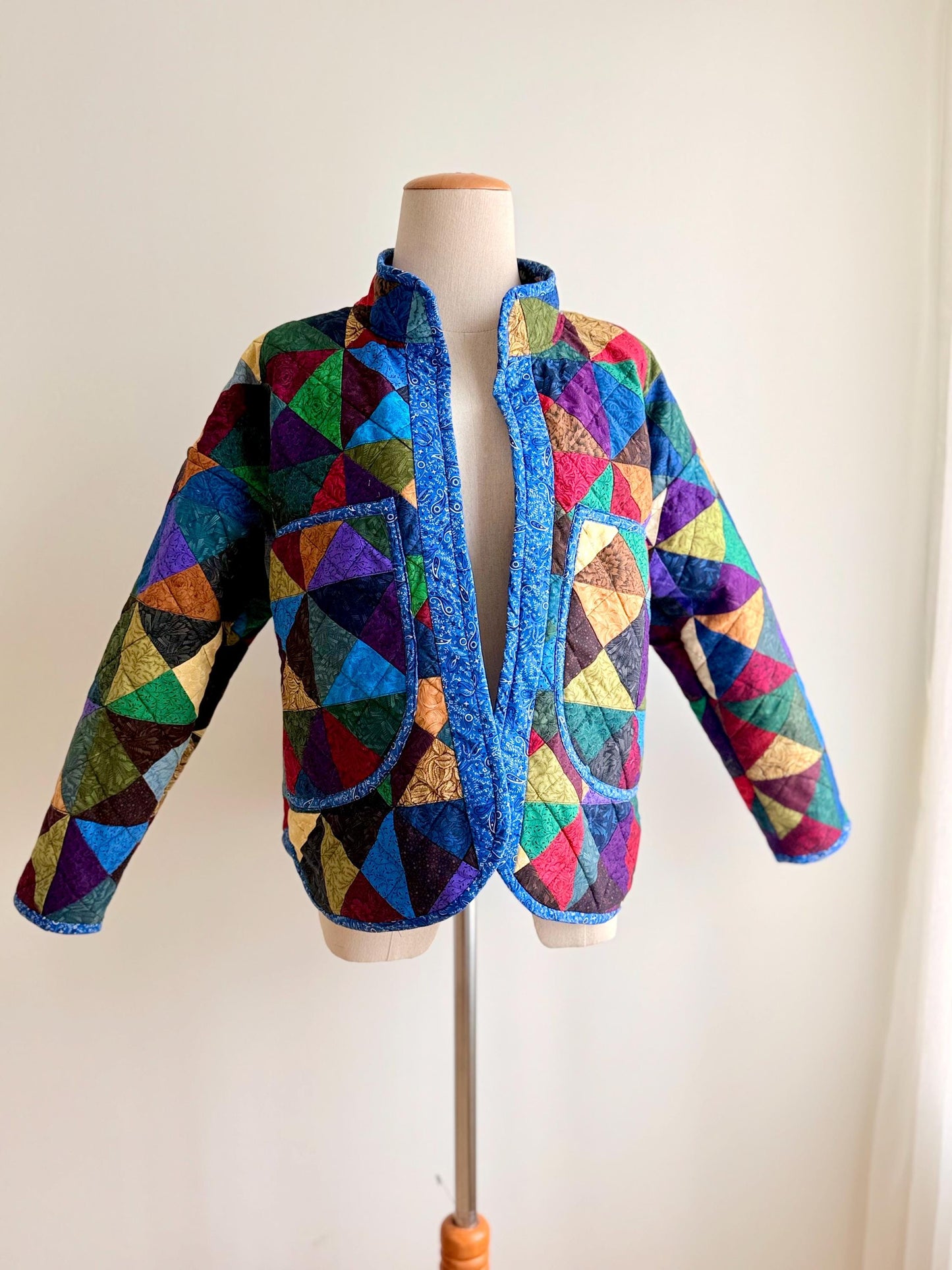 Handmade Reversible Patchwork Quilt Jacket – Geometric Cotton Jacket