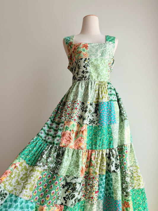Green Floral Patchwork Maxi Dress – One of a Kind