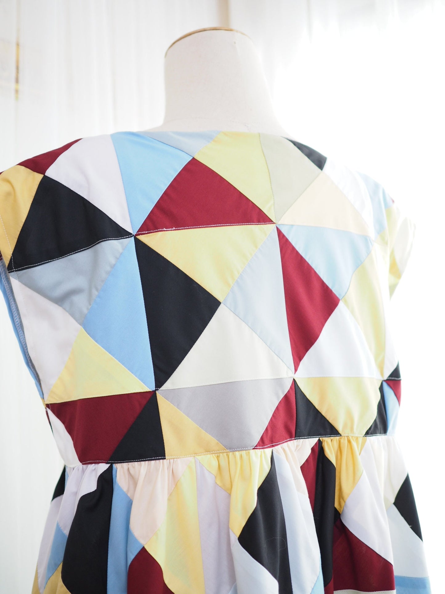Geometric Patchwork Babydoll Dress – One of a Kind