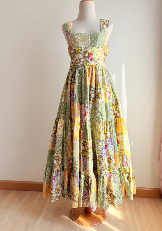 Patchwork Babydoll Dress: Floral Print Cotton — SOLD OUT