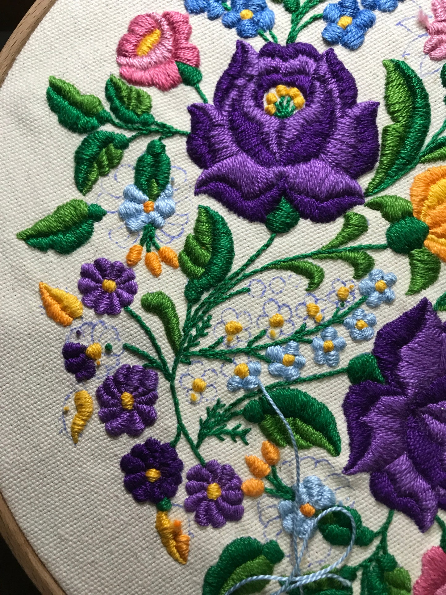 Hand-Embroidered Floral Drawstring Bag – Original Design, One of a Kind