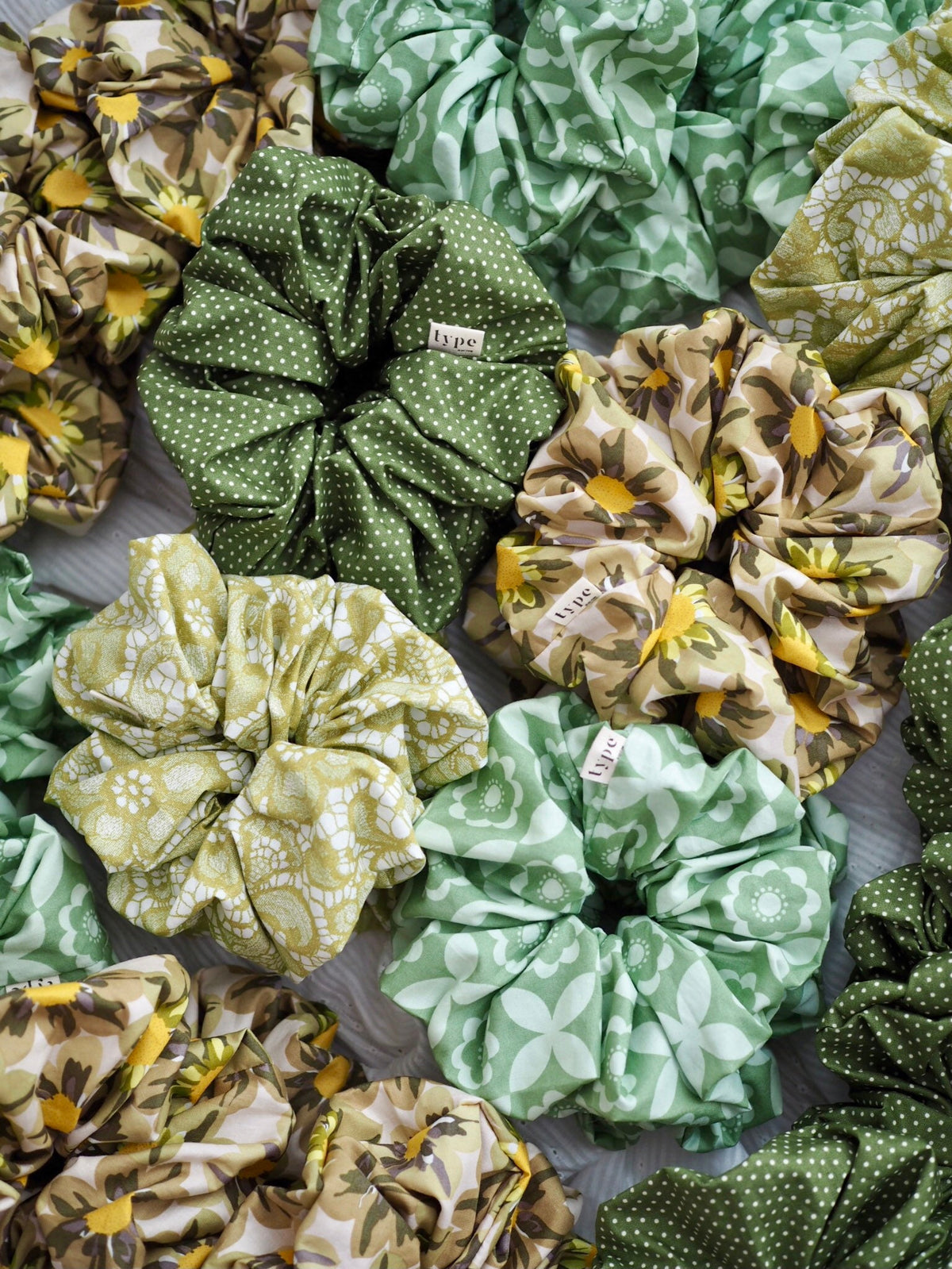 Clover Green Oversized Scrunchie – Handmade Cotton Hair Scrunchie