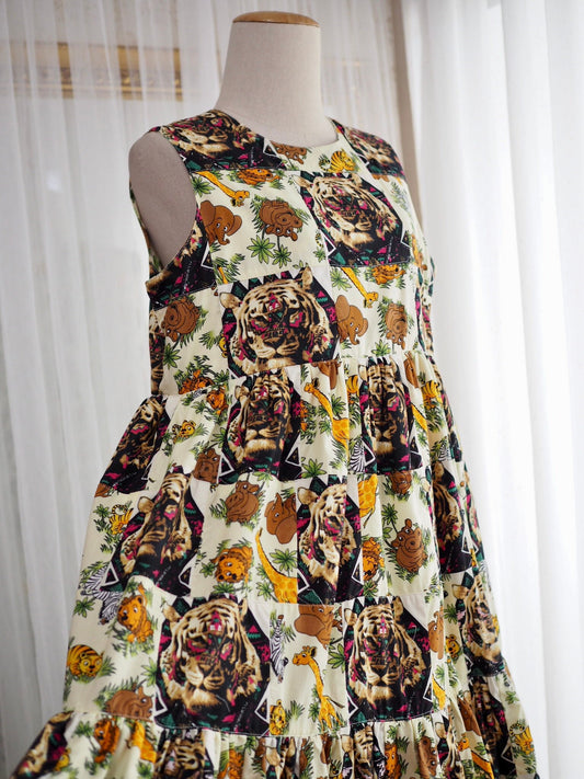 Tiger Print Tiered Babydoll Maxi Dress – One of a Kind