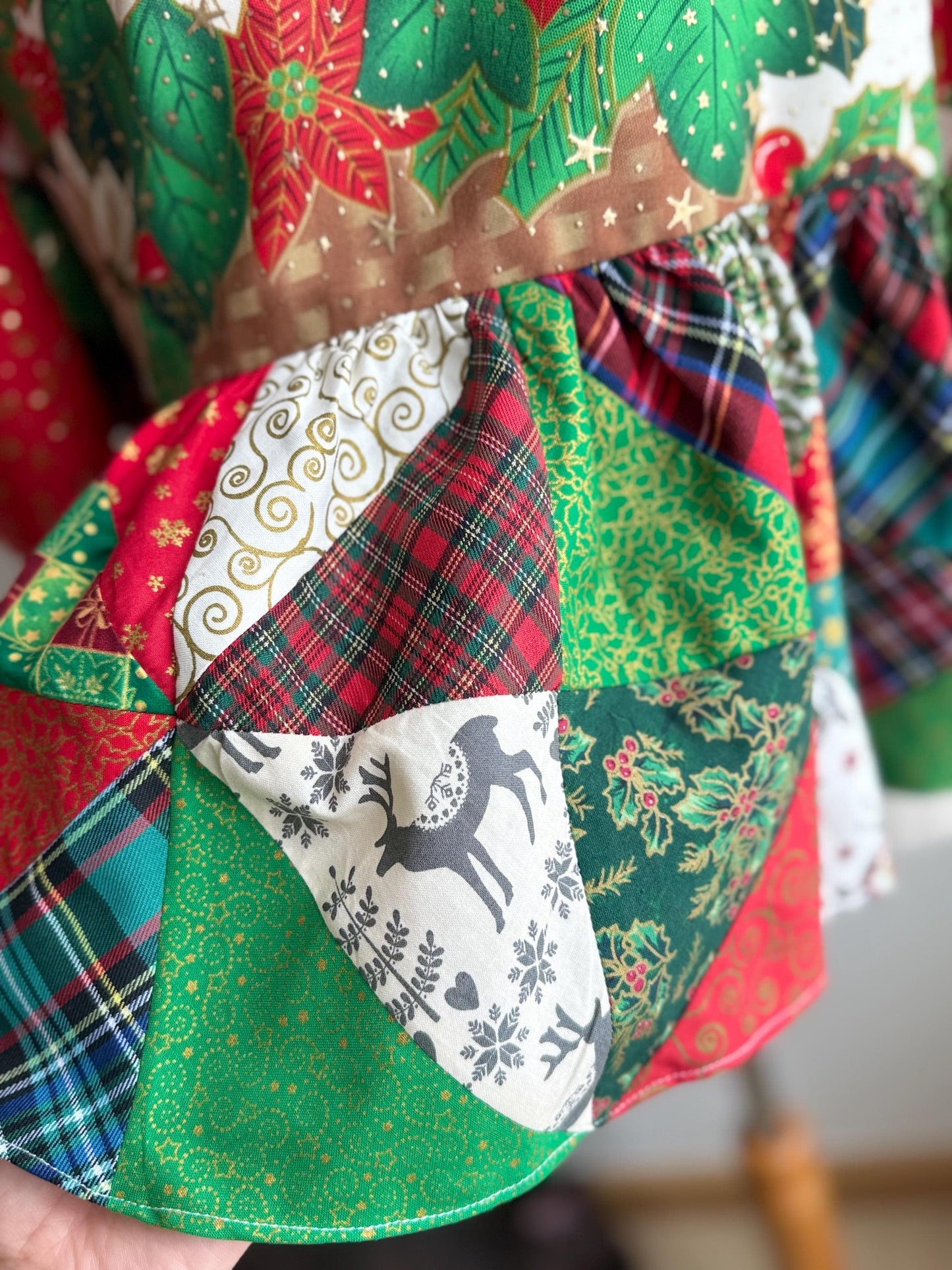 Christmas Patchwork Peplum Blouse – One of a Kind