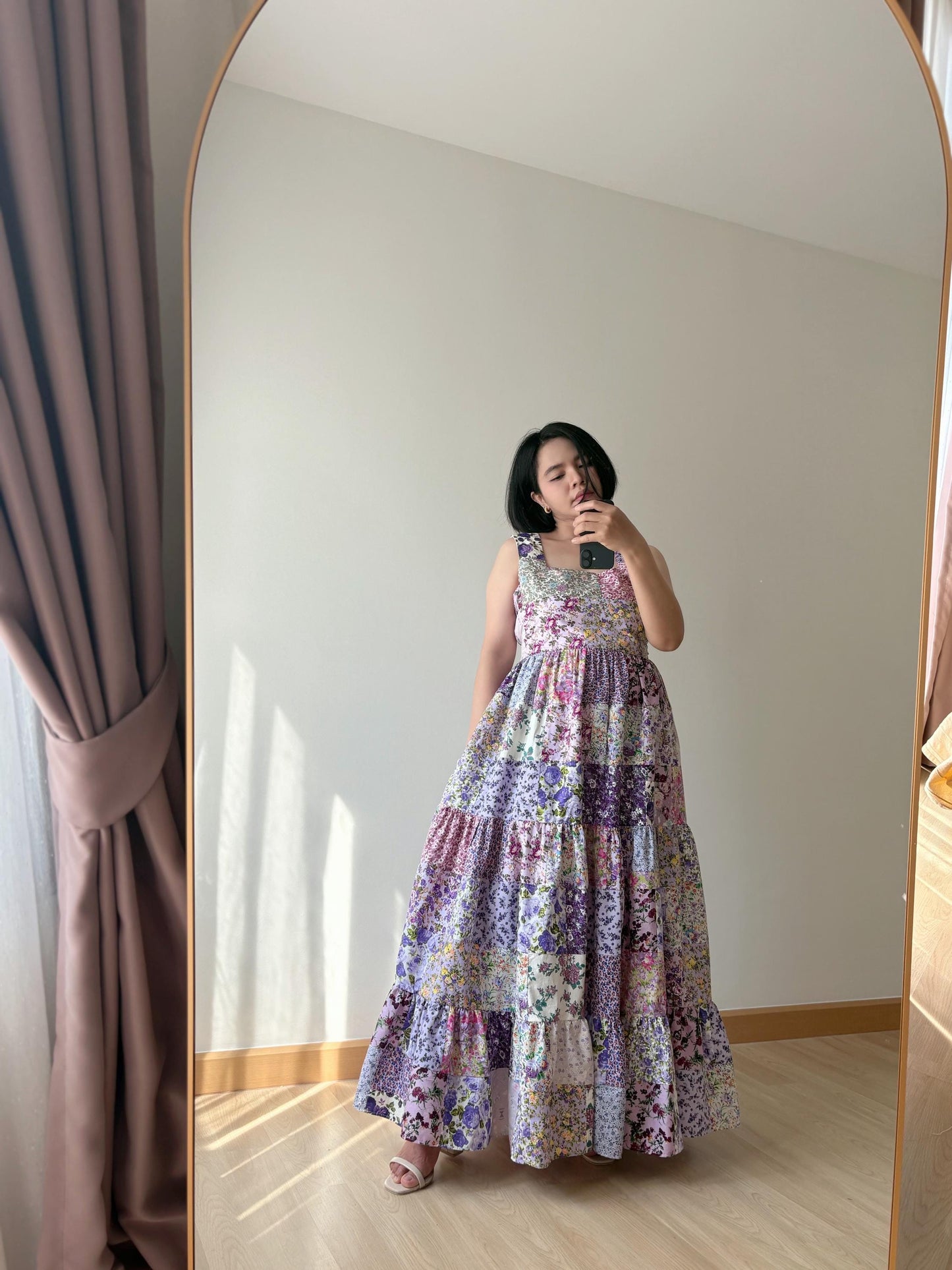 Purple Floral Patchwork Maxi Dress – One of a Kind