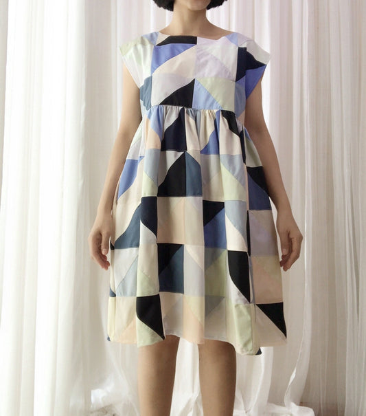 Geometric Patchwork Babydoll Dress – One of a Kind