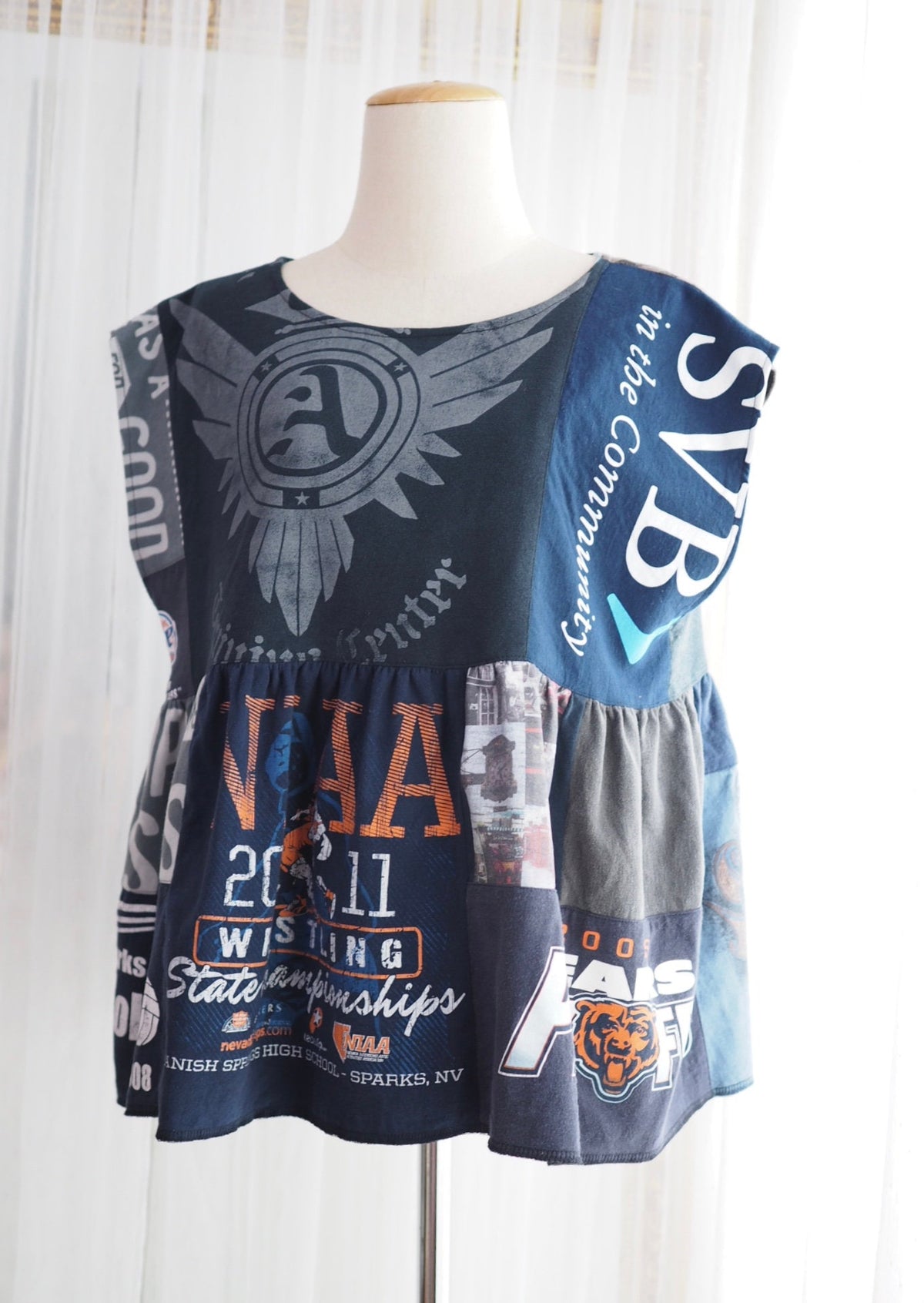 Upcycled T-Shirt Patchwork Babydoll Top