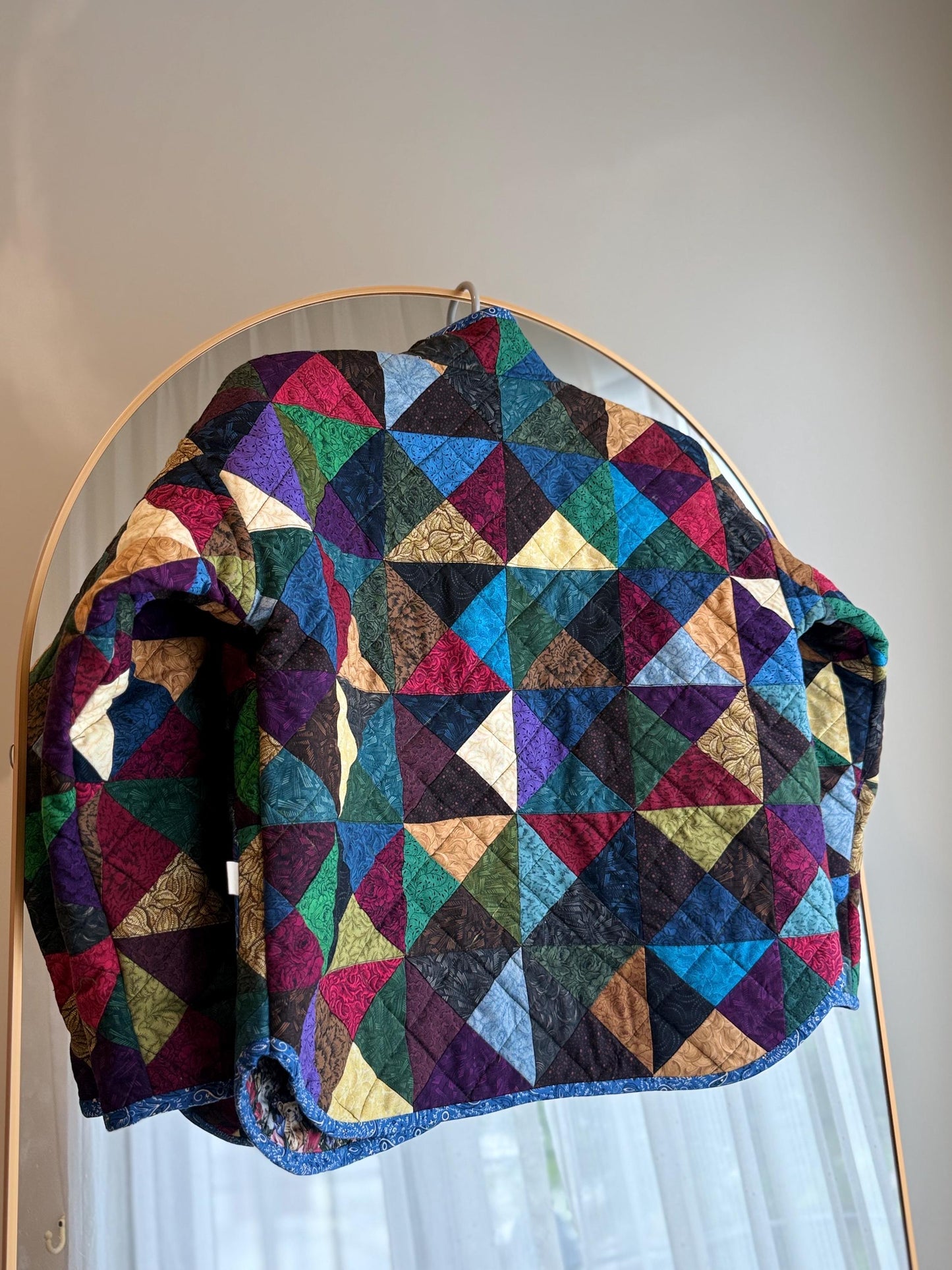 Handmade Reversible Patchwork Quilt Jacket – Geometric Cotton Jacket
