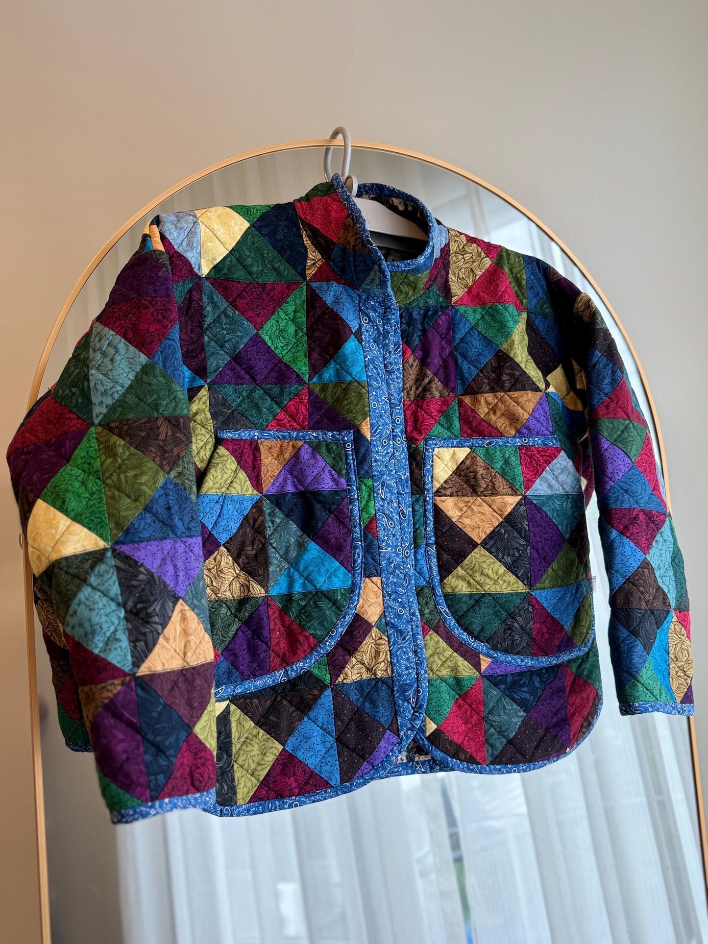 Handmade Reversible Patchwork Quilt Jacket – Geometric Cotton Jacket