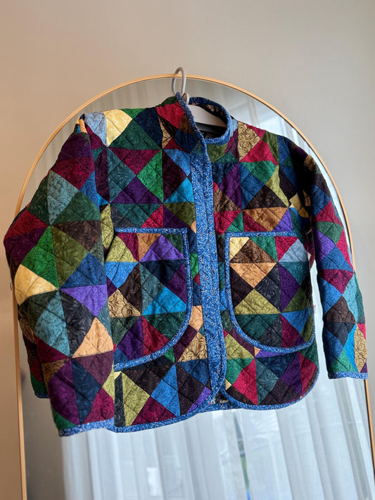 Handmade Reversible Patchwork Quilt Jacket – Geometric Cotton Jacket