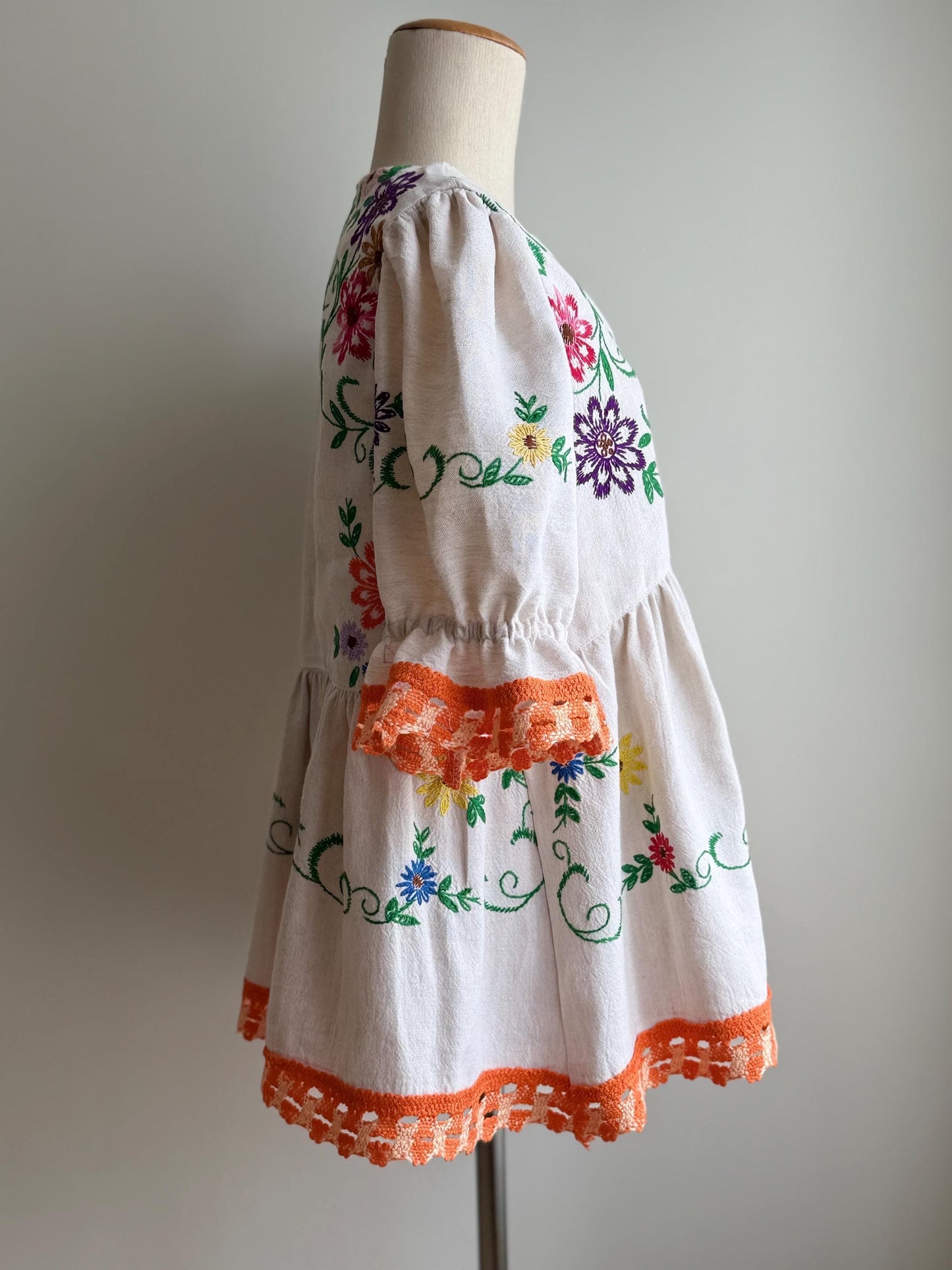 Upcycled Vintage Embroidered Tablecloth Babydoll Top – One of a Kind