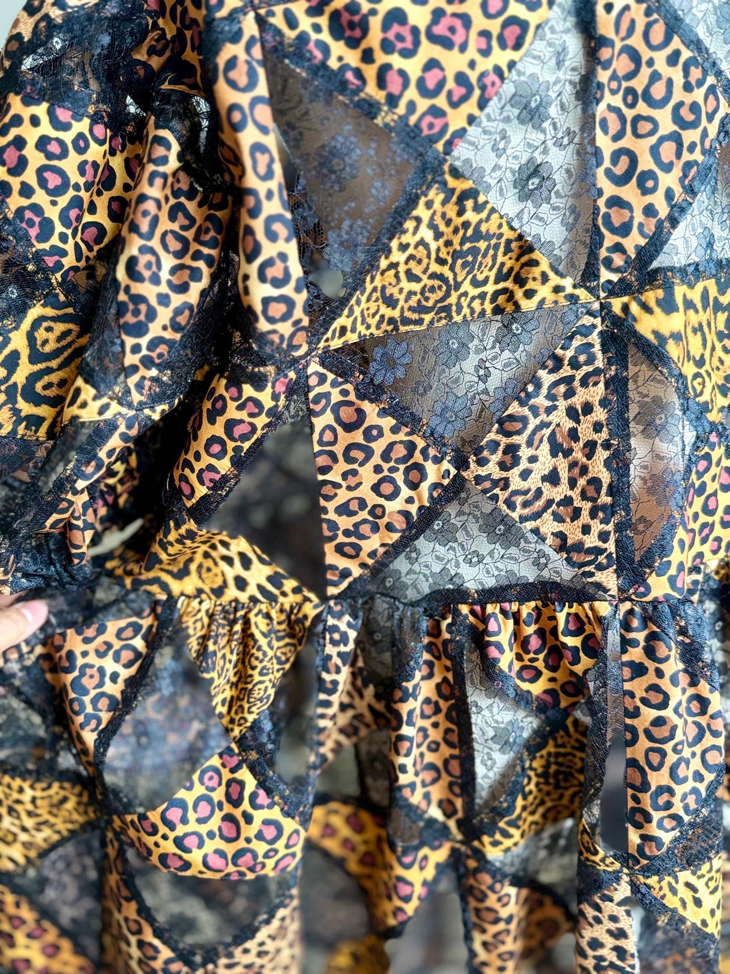 Leopard Patchwork Babydoll Midi Dress – One of a Kind