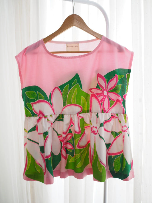 Upcycled Vintage Floral Tablecloth Babydoll Top – One of a Kind
