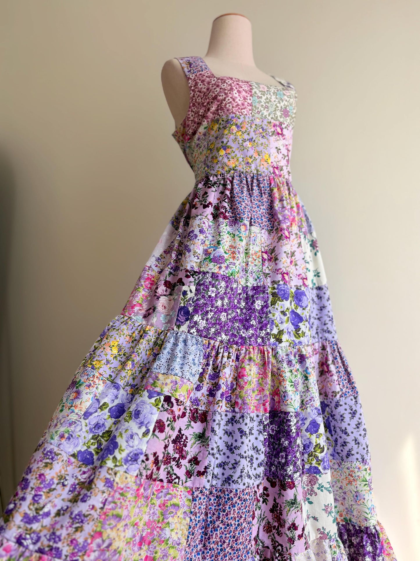 Purple Floral Patchwork Maxi Dress – One of a Kind