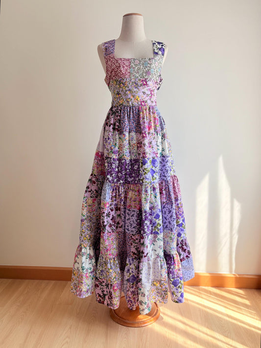 Purple Floral Patchwork Maxi Dress – One of a Kind
