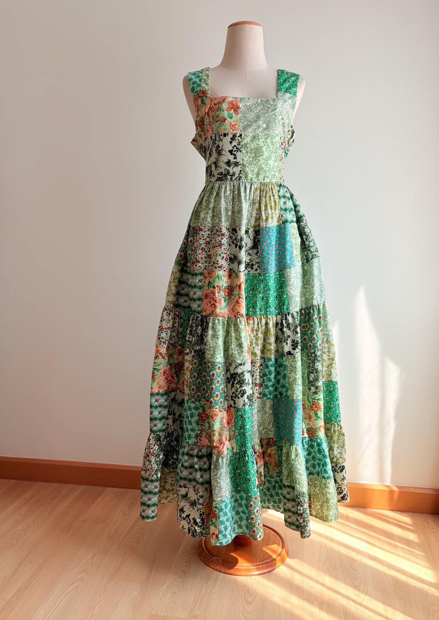 Green Floral Patchwork Maxi Dress – One of a Kind
