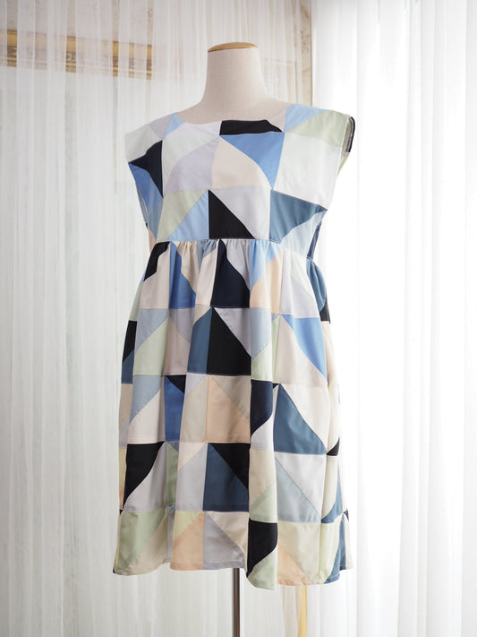 Geometric Patchwork Babydoll Dress – One of a Kind
