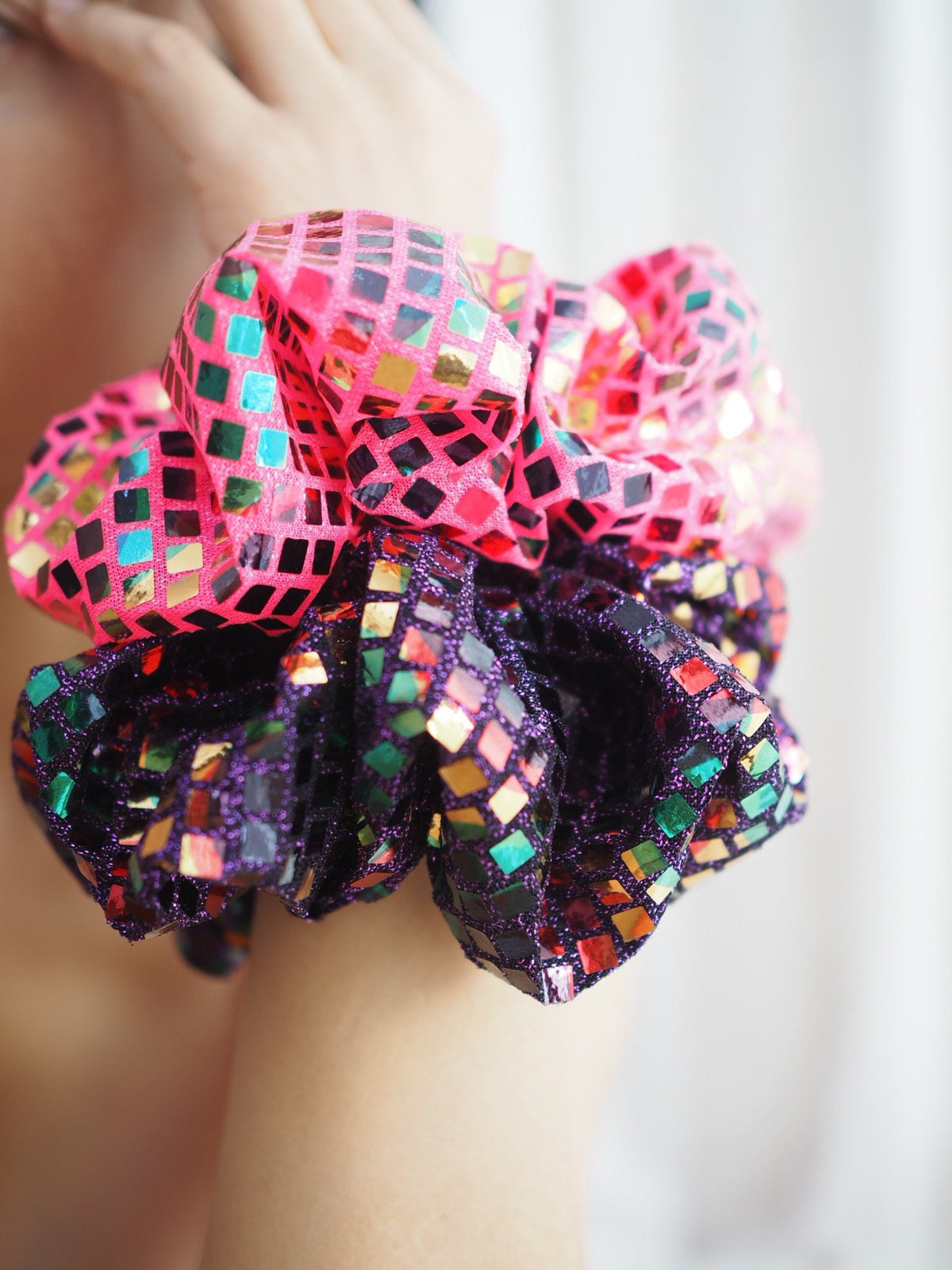 Party Scrunchies – Set of 2 Handmade Oversized Hair Scrunchies